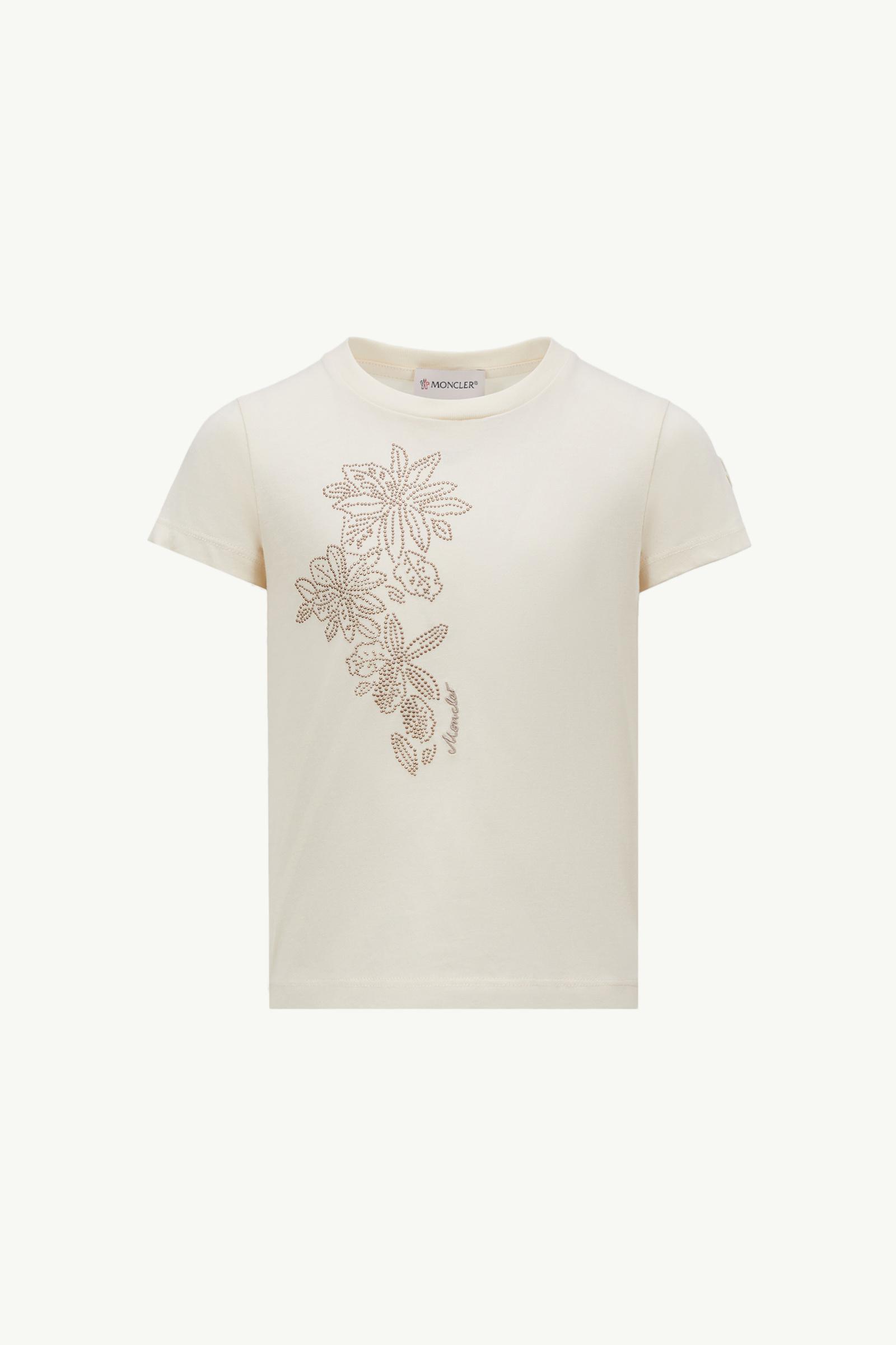 Studded Flower Motif Cotton T-Shirt_findInBoutique_image