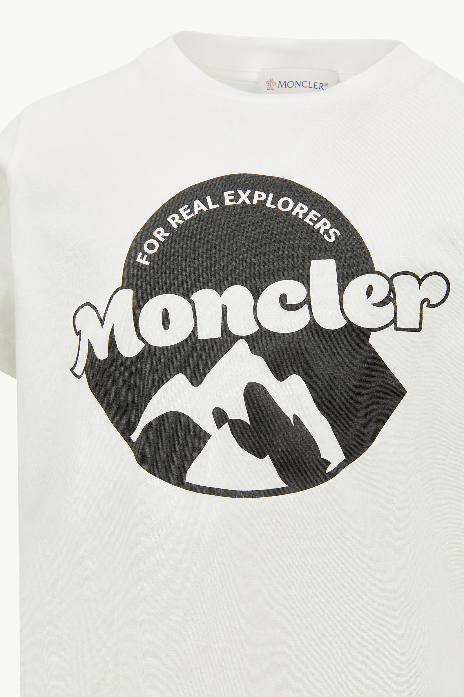Logo Motif Cotton T-Shirt Boy White Moncler 2