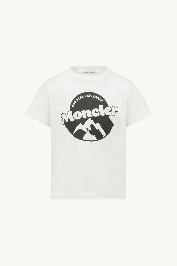 T-shirt en coton à motif logo Garçon Blanc Moncler 0