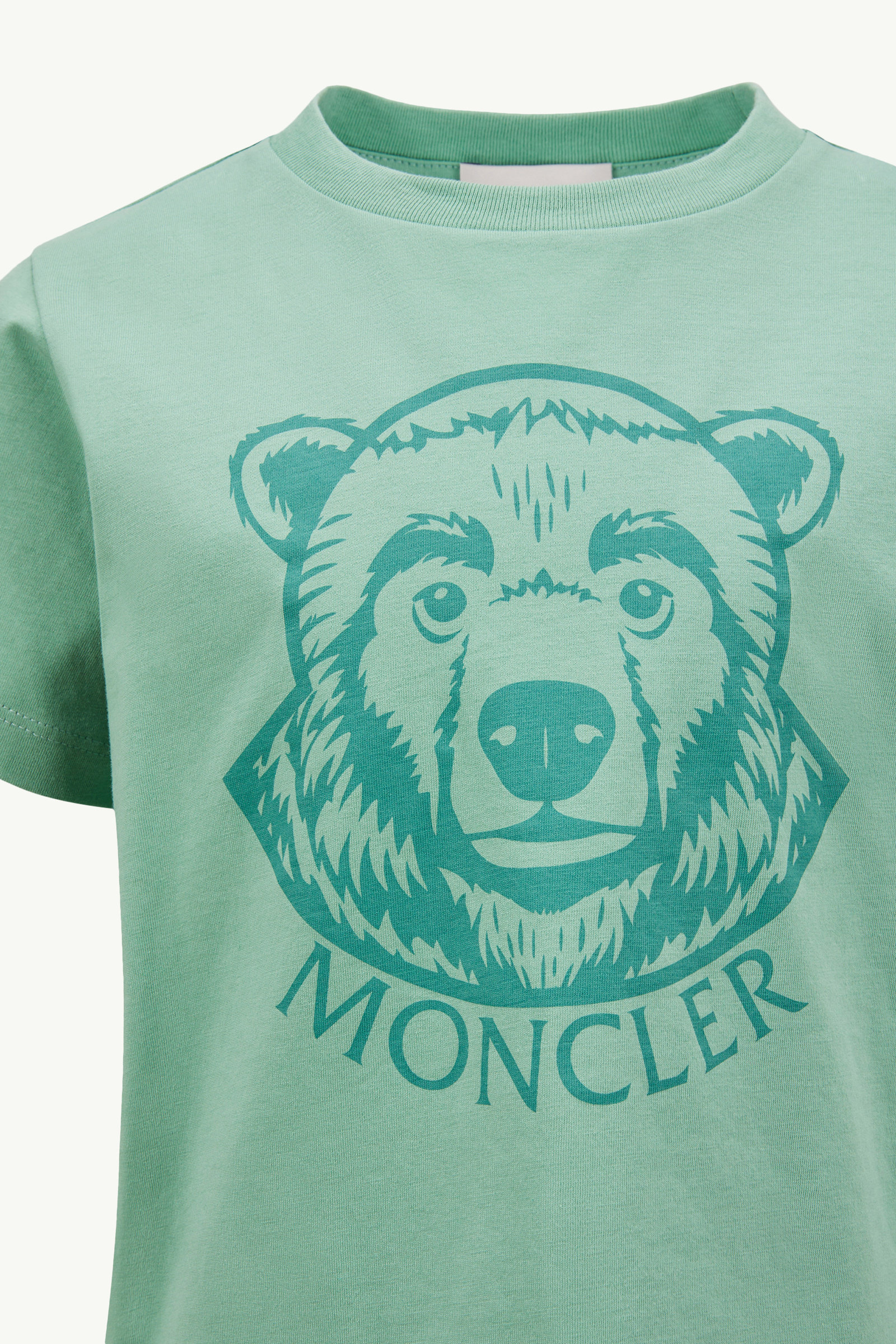 Logo Motif Cotton T-Shirt Boy Turquoise Moncler 2
