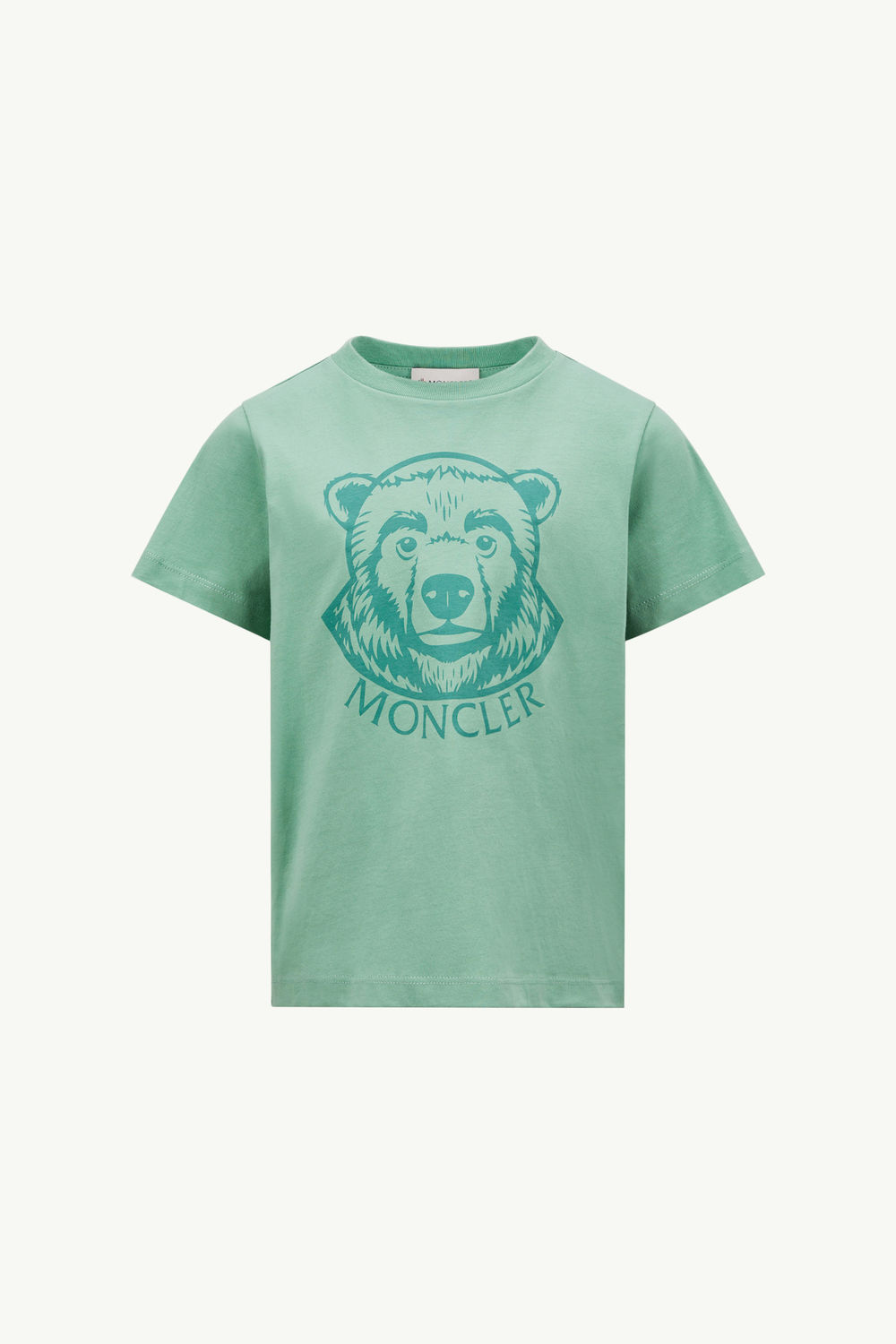 Logo Motif Cotton T-Shirt Boy Turquoise Moncler 0