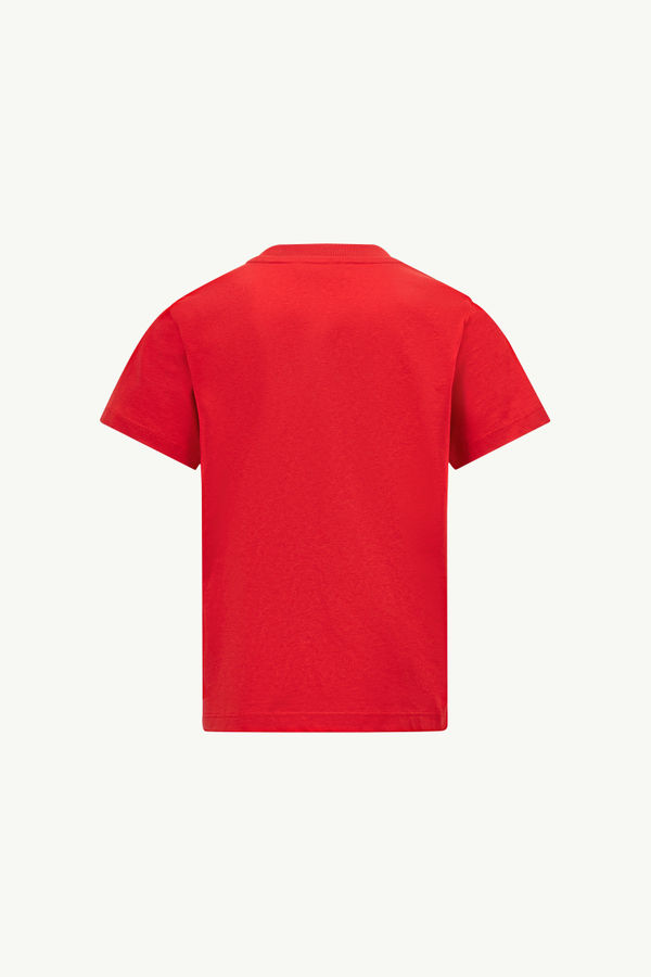 Embroidered Shark Cotton T-Shirt Boy Red Moncler 2