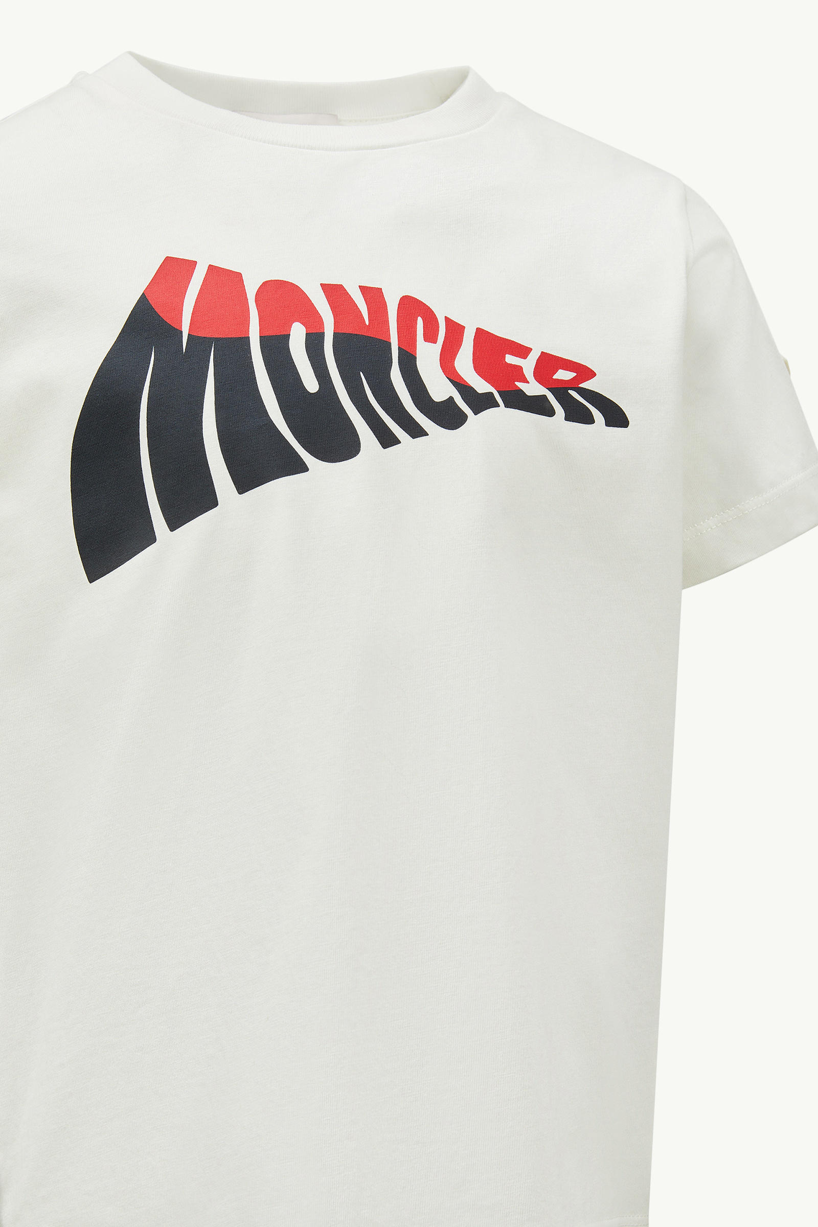Wave Logo Cotton T-Shirt Boy White Moncler 2
