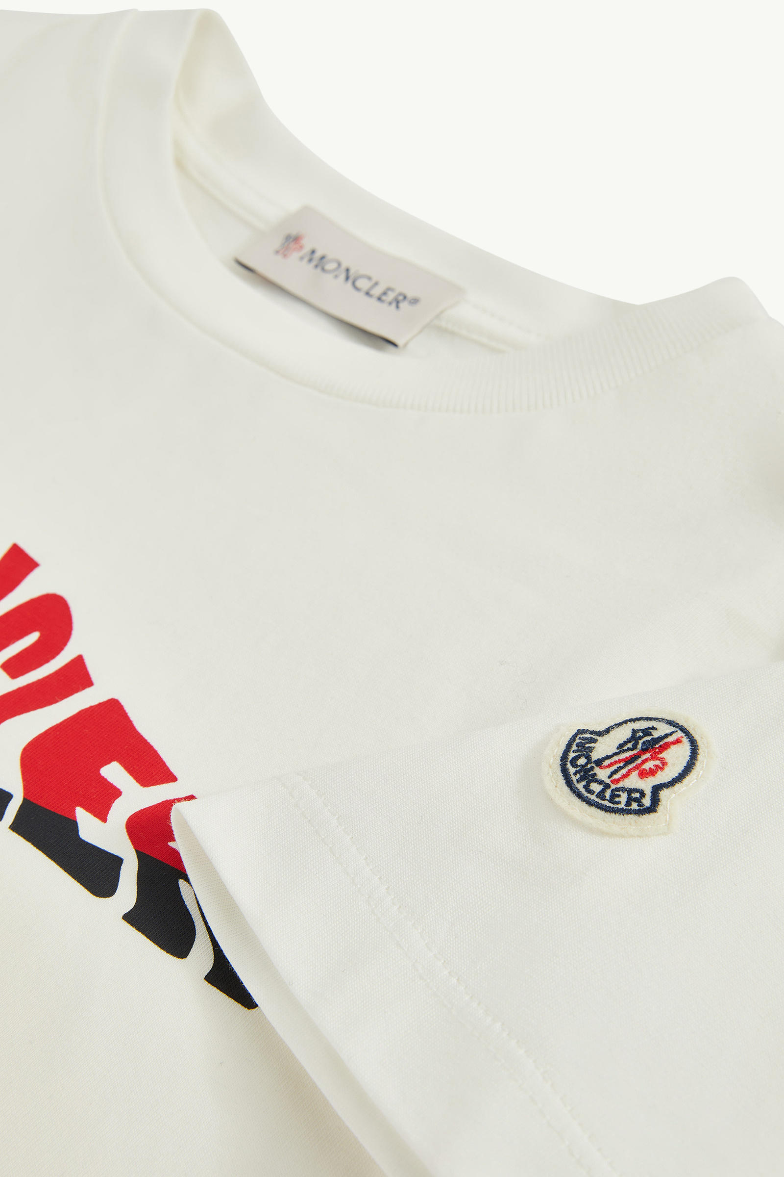 Wave Logo Cotton T-Shirt Boy White Moncler 3