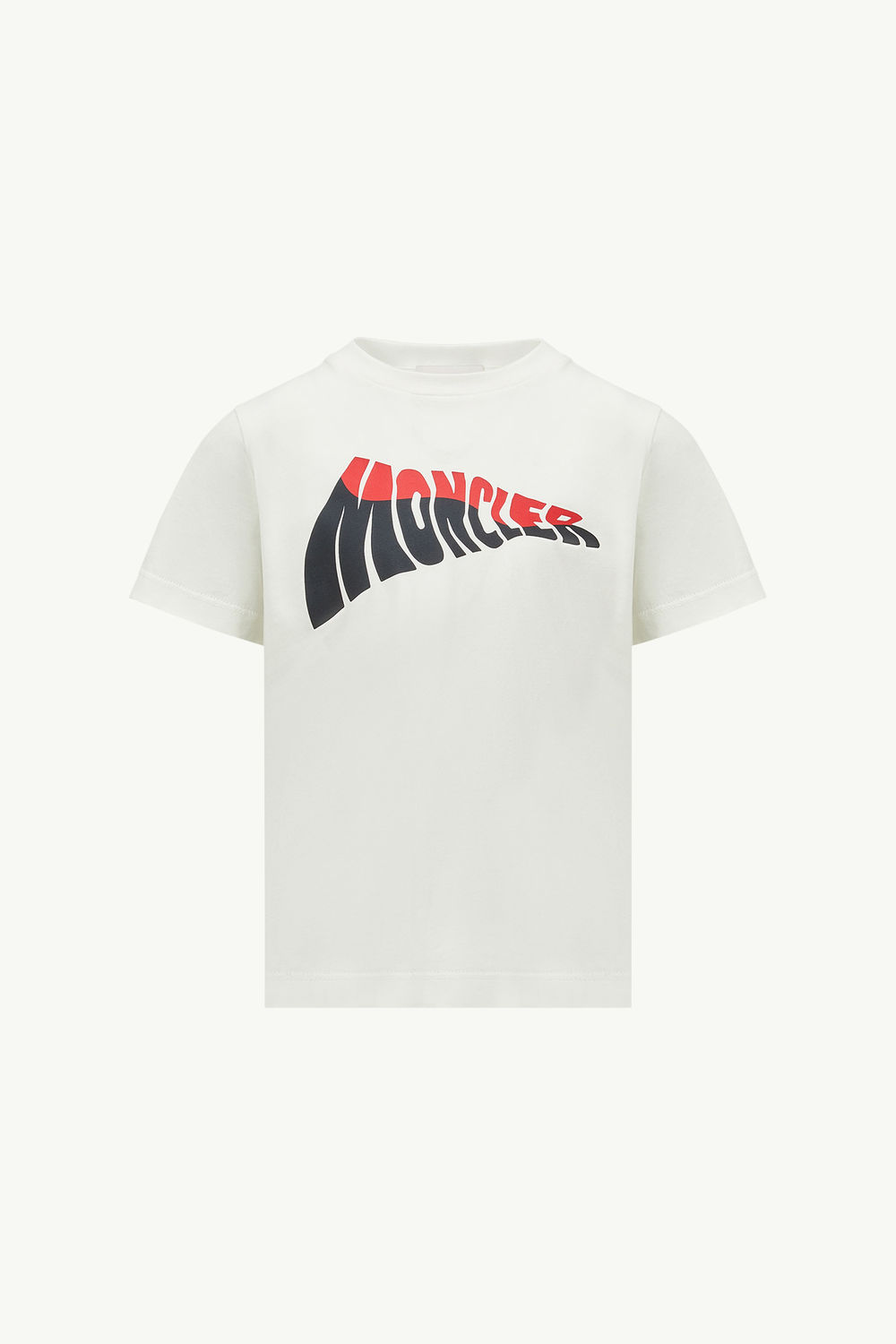 Wave Logo Cotton T-Shirt Boy White Moncler 0