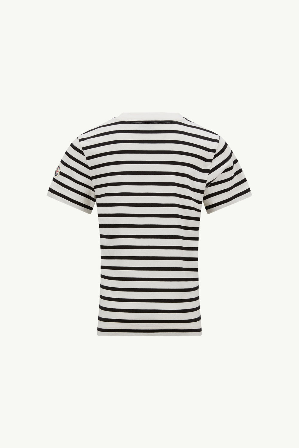 Mountain Logo Striped Cotton Jersey T-Shirt Boy Black & White Moncler 1