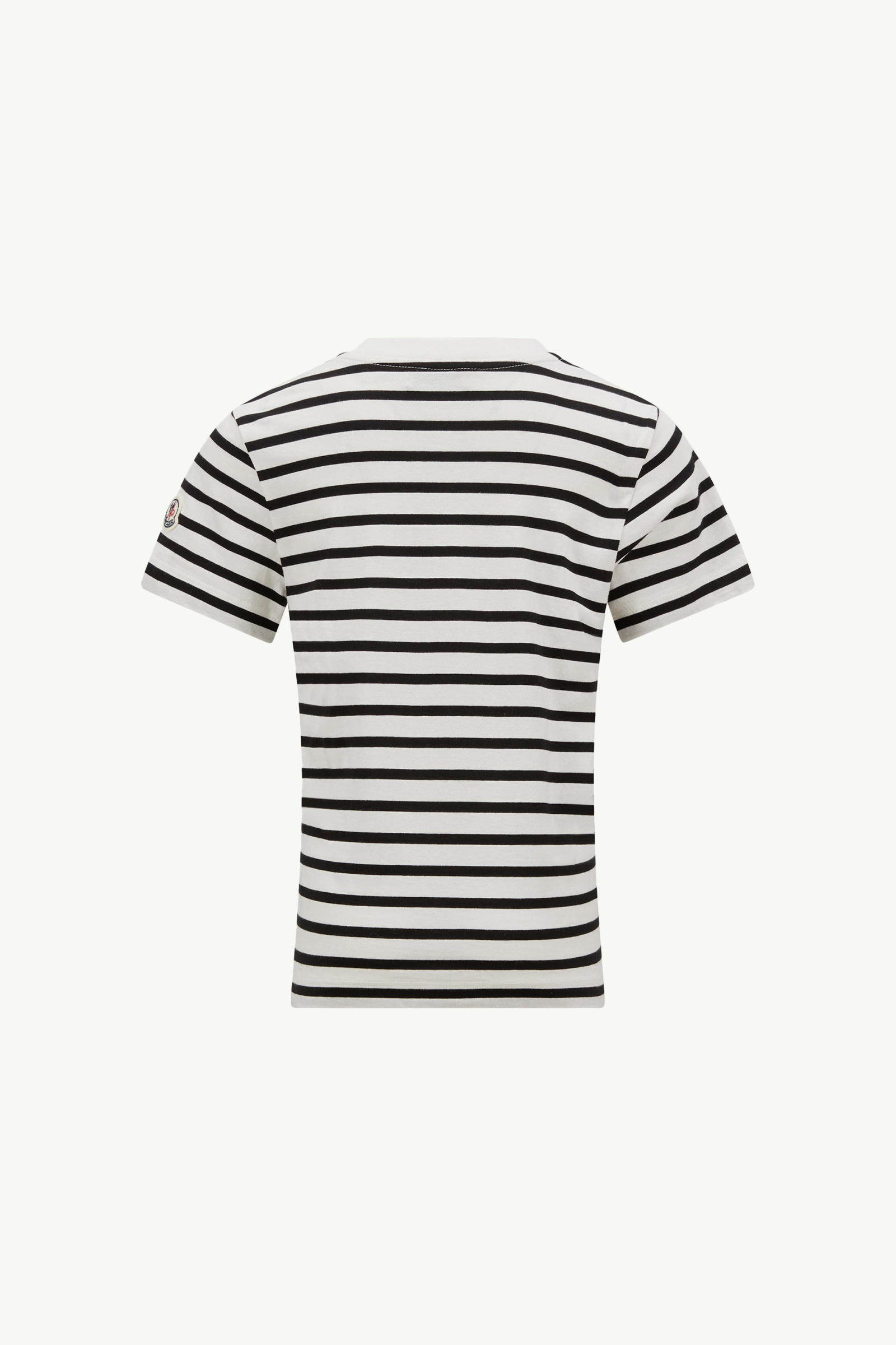 Mountain Logo Striped Cotton Jersey T-Shirt Boy Black & White Moncler 1