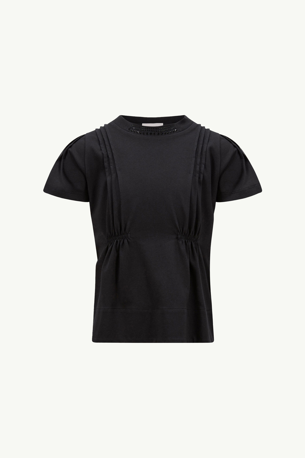 Crystal-Encrusted Cotton Top Girl Black Moncler 0