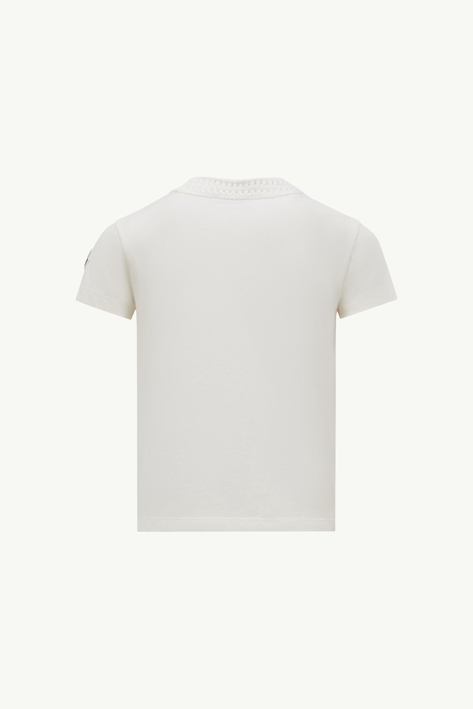 【MONCLER】CROCHET ACCENT COTTON T-SHIRT Tシャツ クロシェ White Crochet Accent Cotton T-Shirt - Tops & T-Shirts for