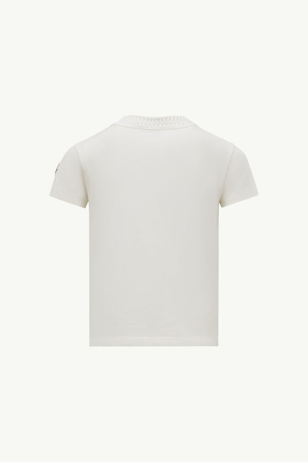 Crochet Accent Cotton T-Shirt Girl White Moncler 2
