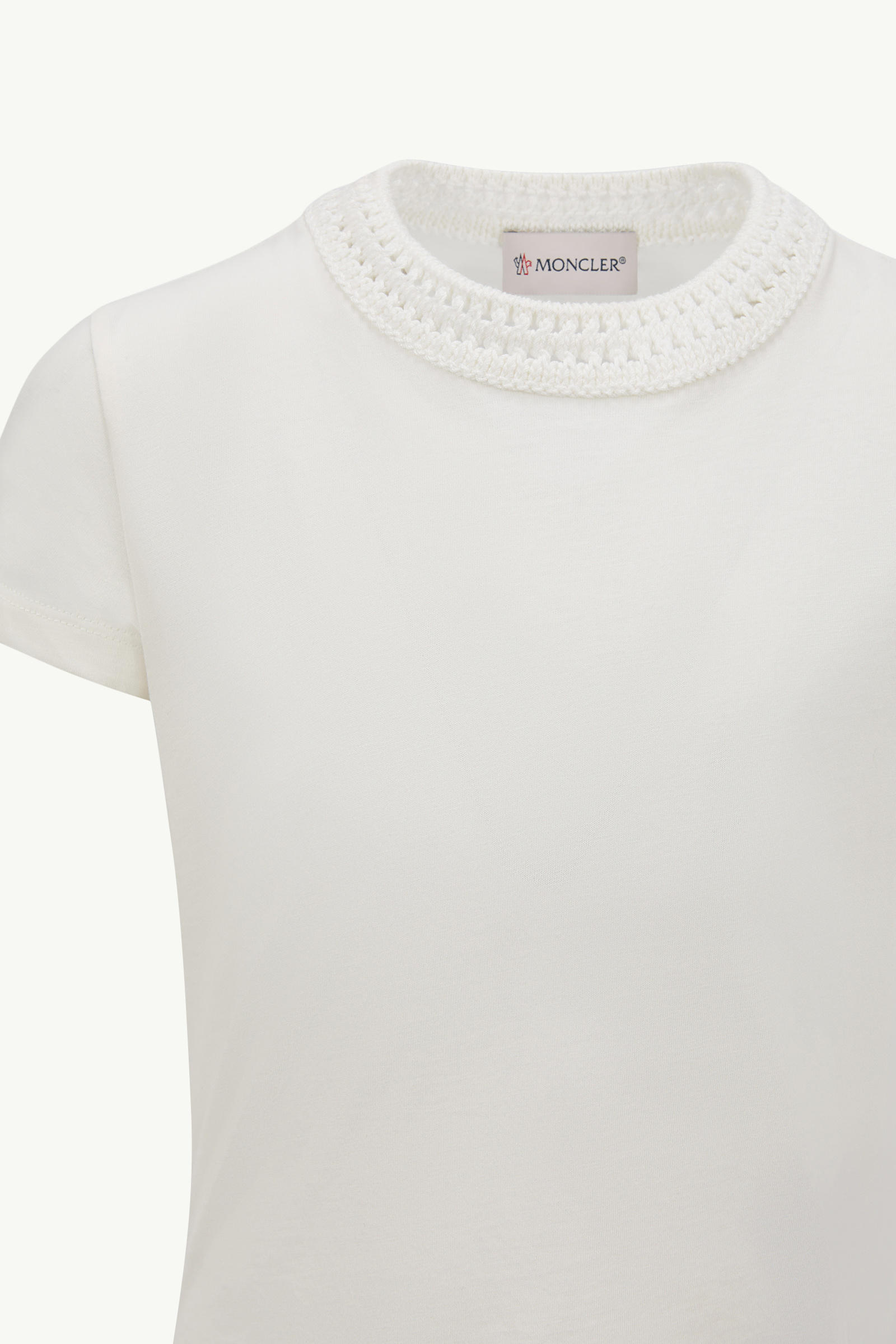 Crochet Accent Cotton T-Shirt Girl White Moncler 3