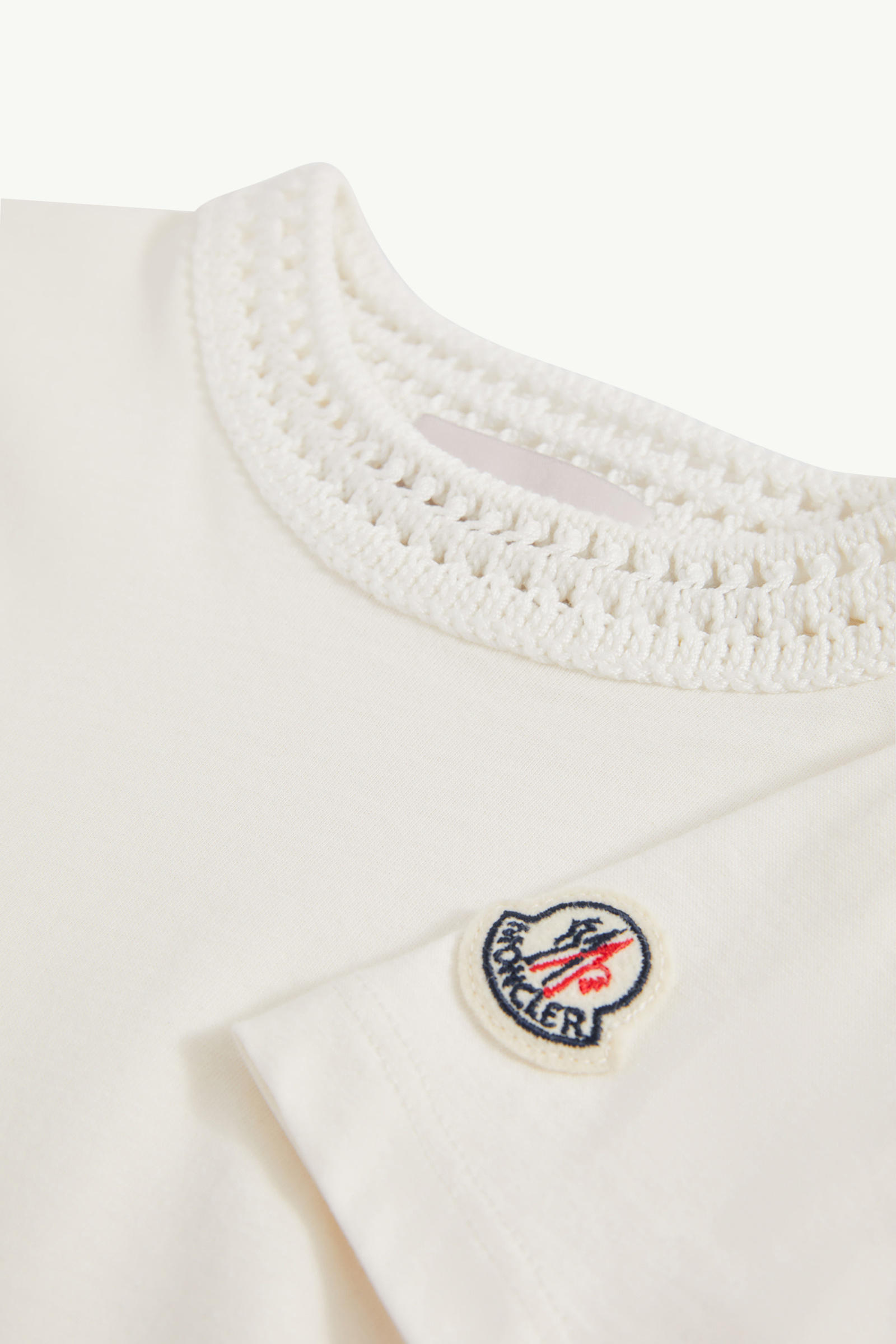 Crochet Accent Cotton T-Shirt Girl White Moncler 4