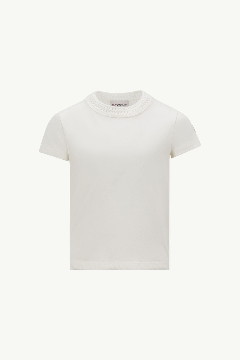 T-Shirt aus Baumwolle mit Häkelakzent Mädchen Weiß Moncler 0