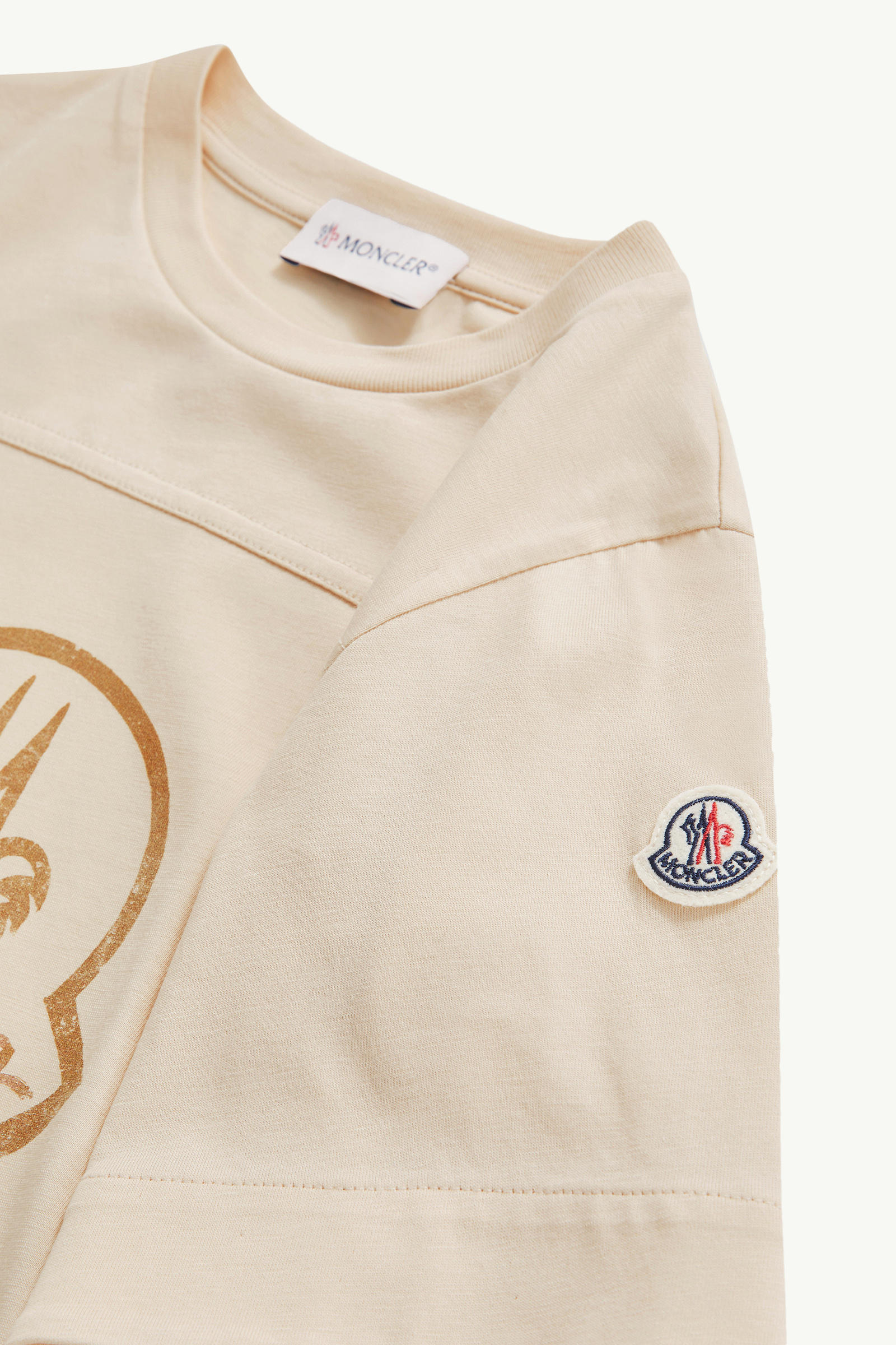 Teddy Bear Logo Motif Cotton T-Shirt Girl Light Pink Moncler 4