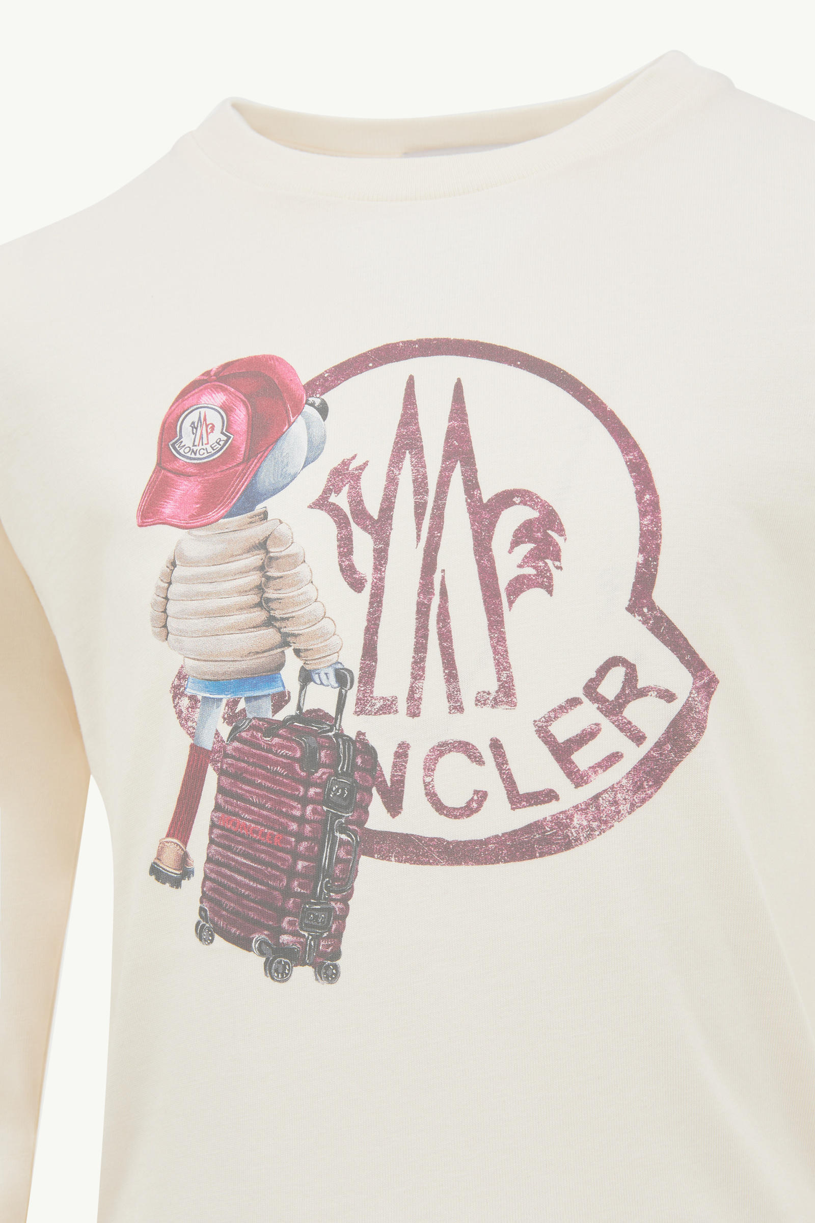 Teddy Bear Logo Long Sleeve Cotton T-Shirt Girl White Ivory Moncler 2