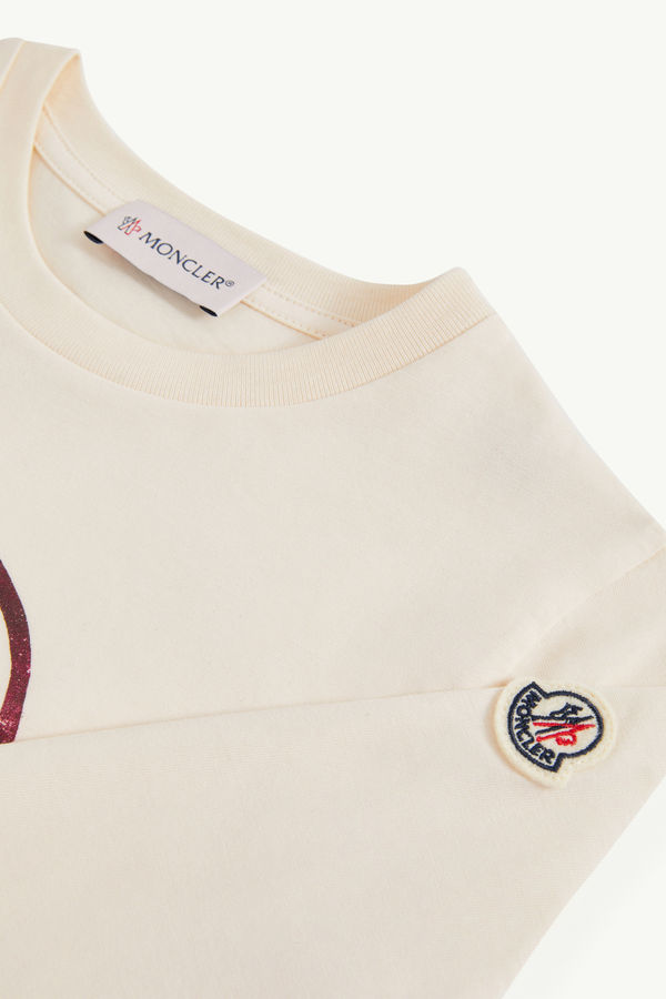 T-shirt à manches longues en coton à logo ours en peluche Fille Blanc Ivoire Moncler 3