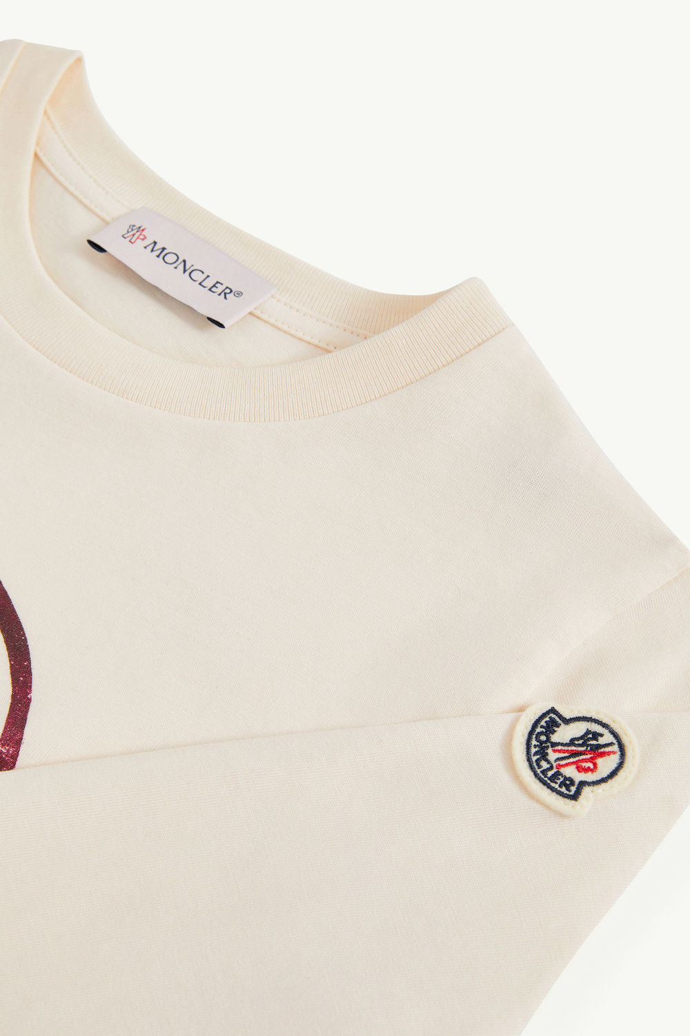 Teddy Bear Logo Long Sleeve Cotton T-Shirt Girl White Ivory Moncler 3