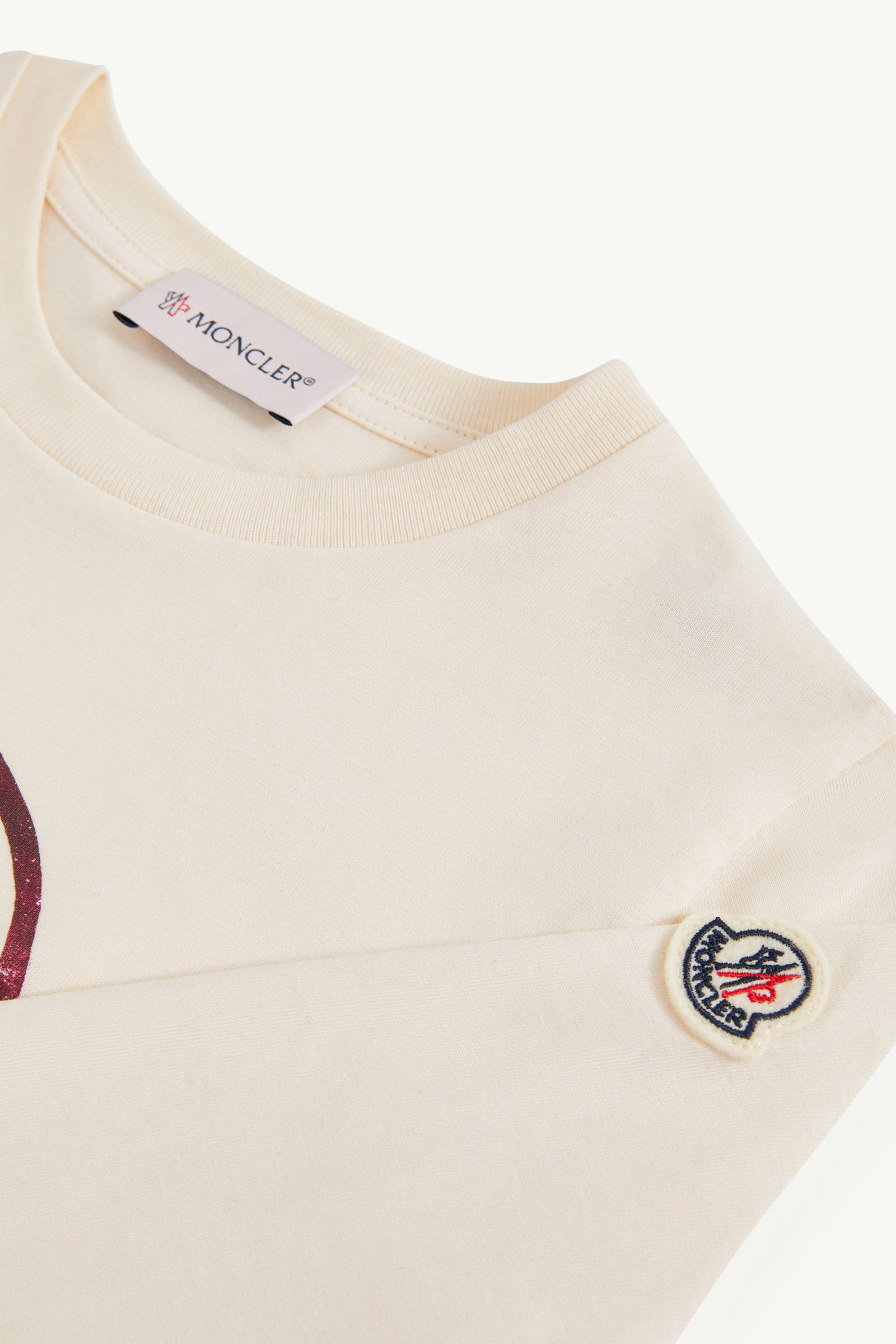 Teddy Bear Logo Long Sleeve Cotton T-Shirt Girl White Ivory Moncler 3