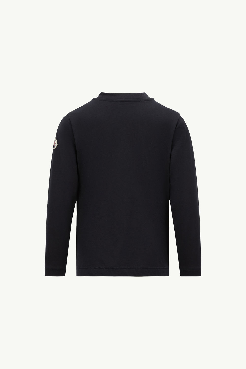 Embroidered Logo Long Sleeve Cotton T-Shirt Boy Navy Blue Moncler 1