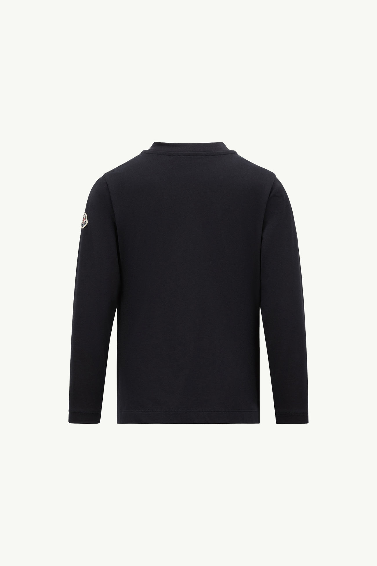 Embroidered Logo Long Sleeve Cotton T-Shirt Boy Navy Blue Moncler 1