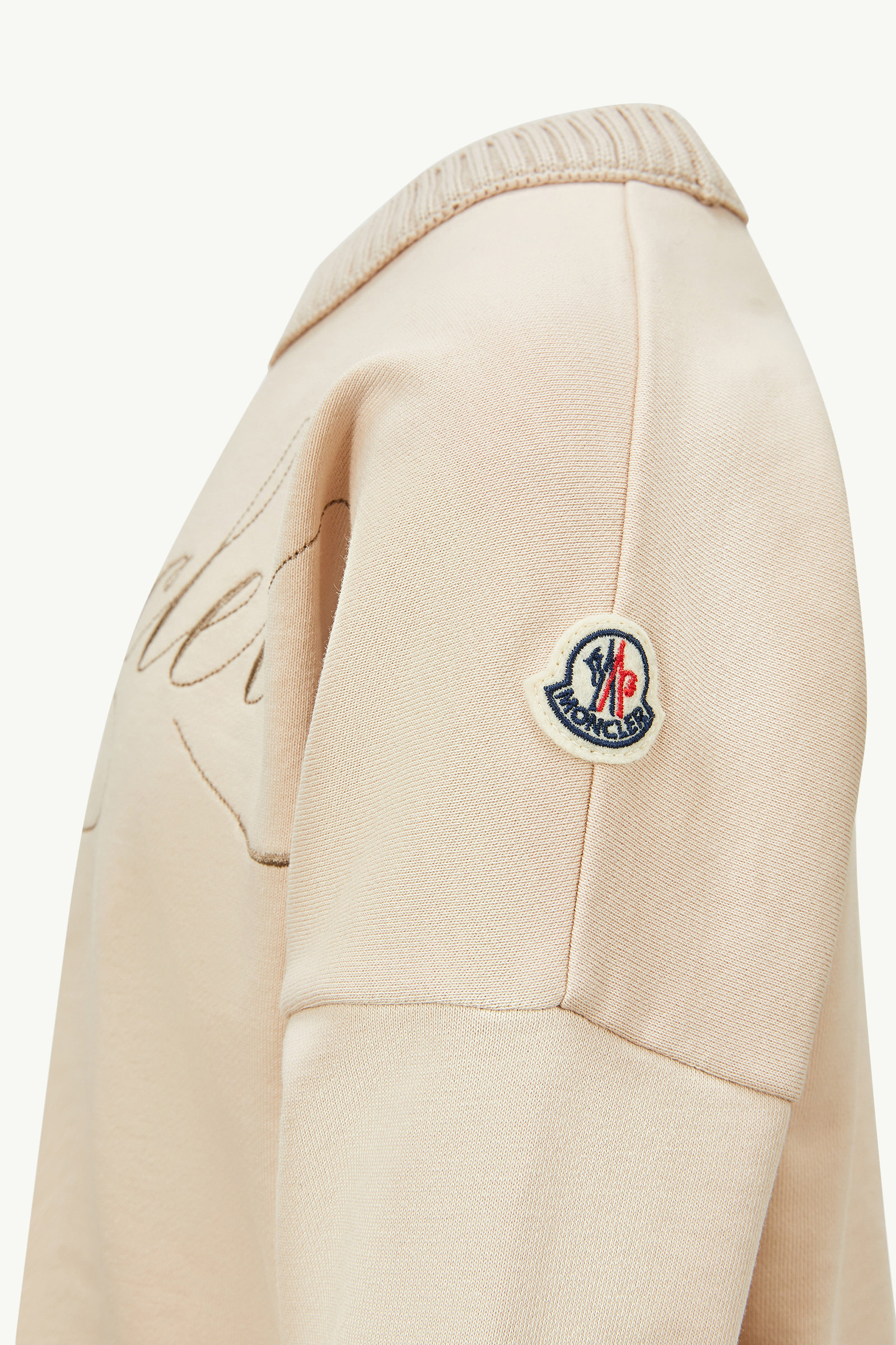 Embroidered Cursive Logo Cotton Sweatshirt Girl Light Pink Moncler 3