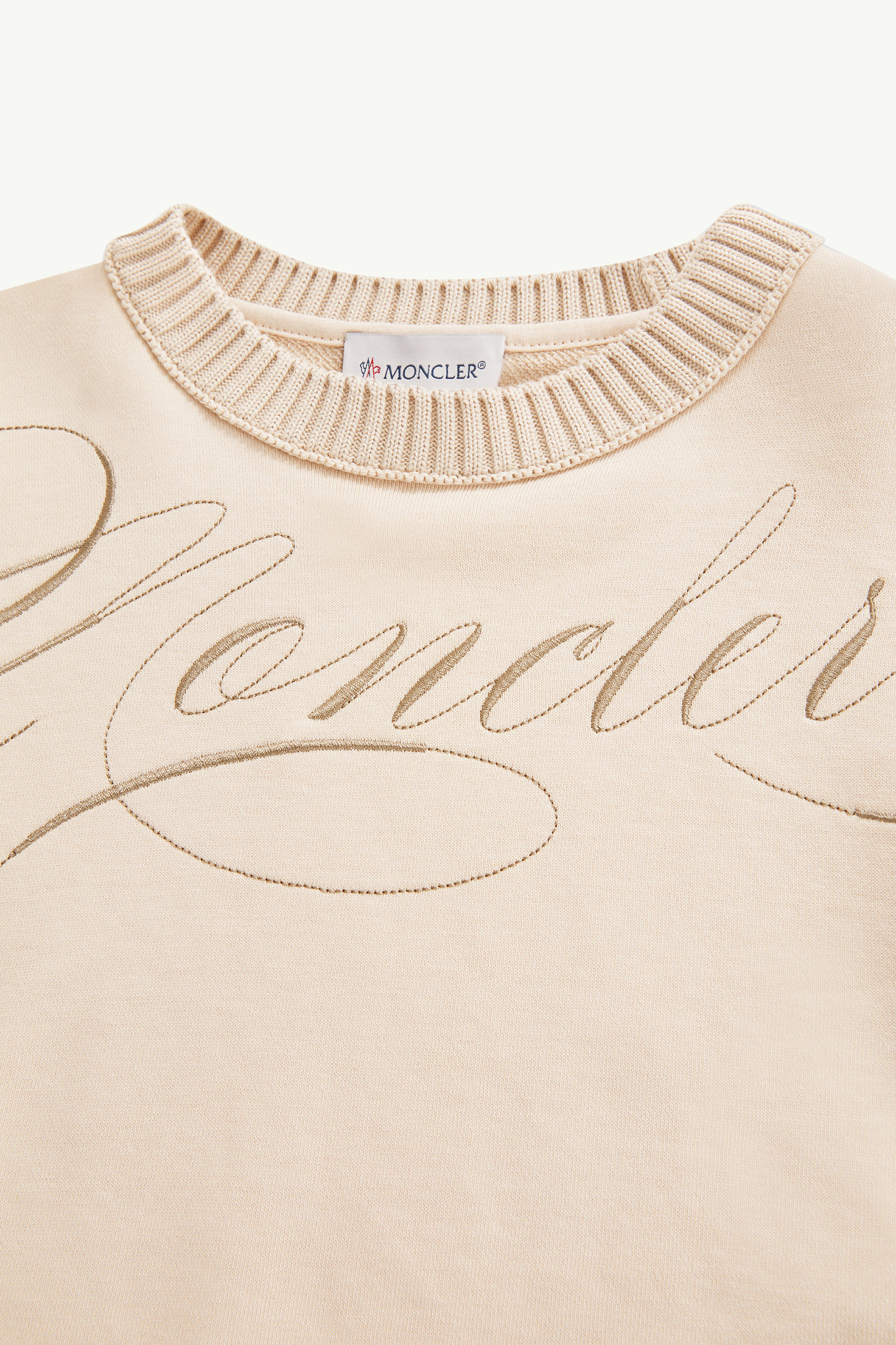 Embroidered Cursive Logo Cotton Sweatshirt Girl Light Pink Moncler 4
