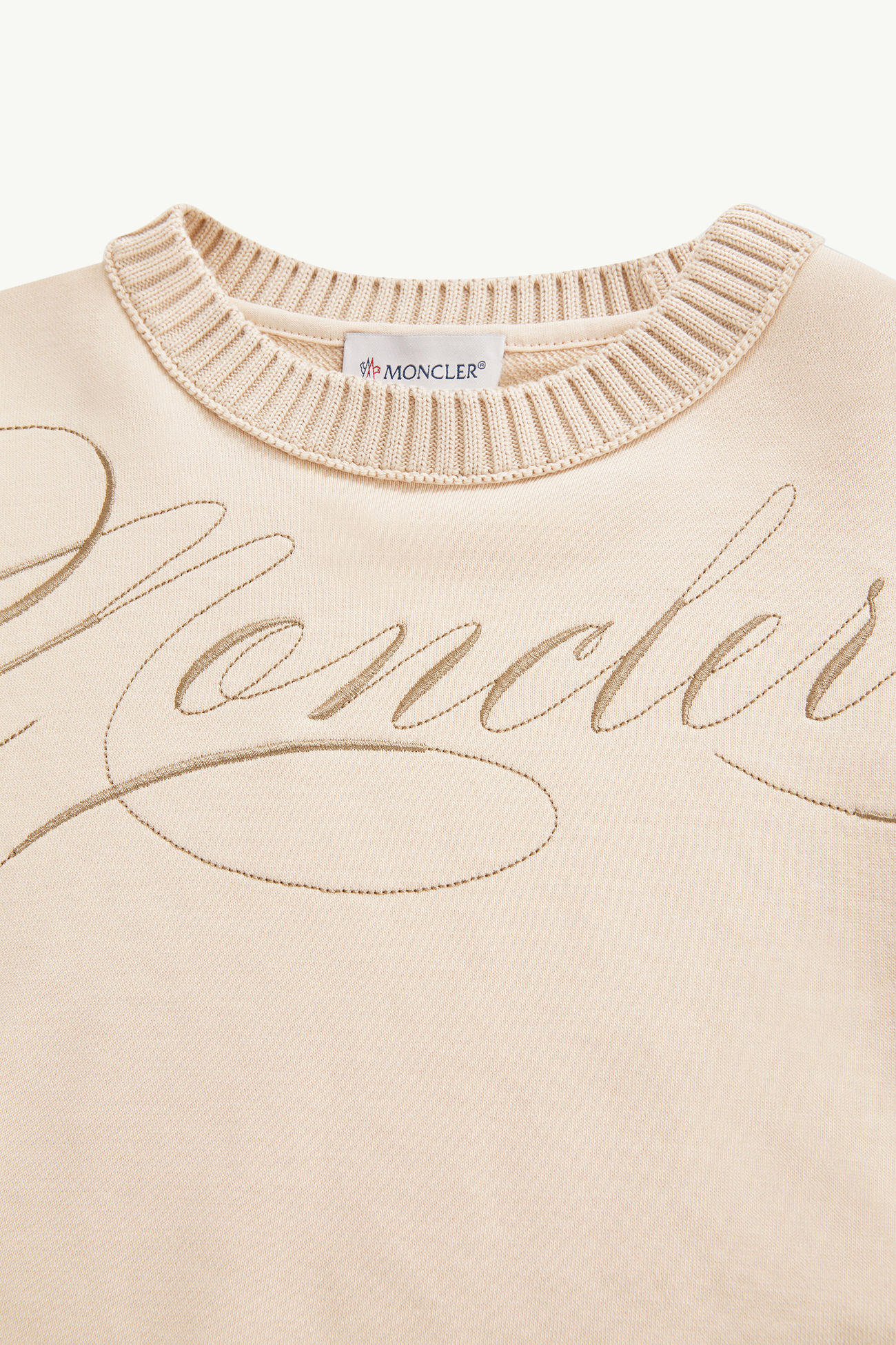 Sudadera de algodón con logotipo en cursiva bordado Niña Rosado claro Moncler 4