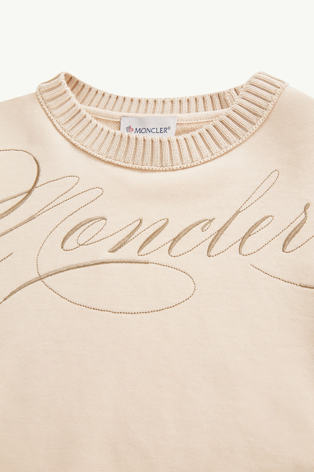 Sweat en coton à logo lettres cursives brodé Fille Rose Clair Moncler 4