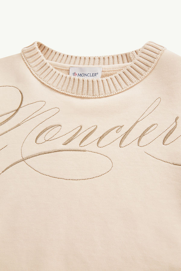 Sweat en coton à logo lettres cursives brodé Fille Rose Clair Moncler 4