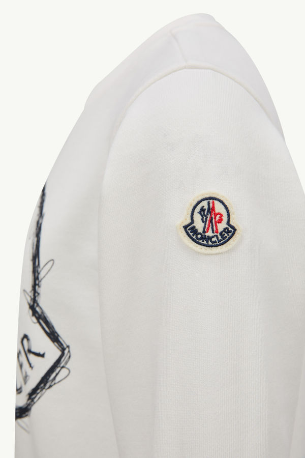 Scribble Logo Cotton Sweatshirt Boy White Moncler 2