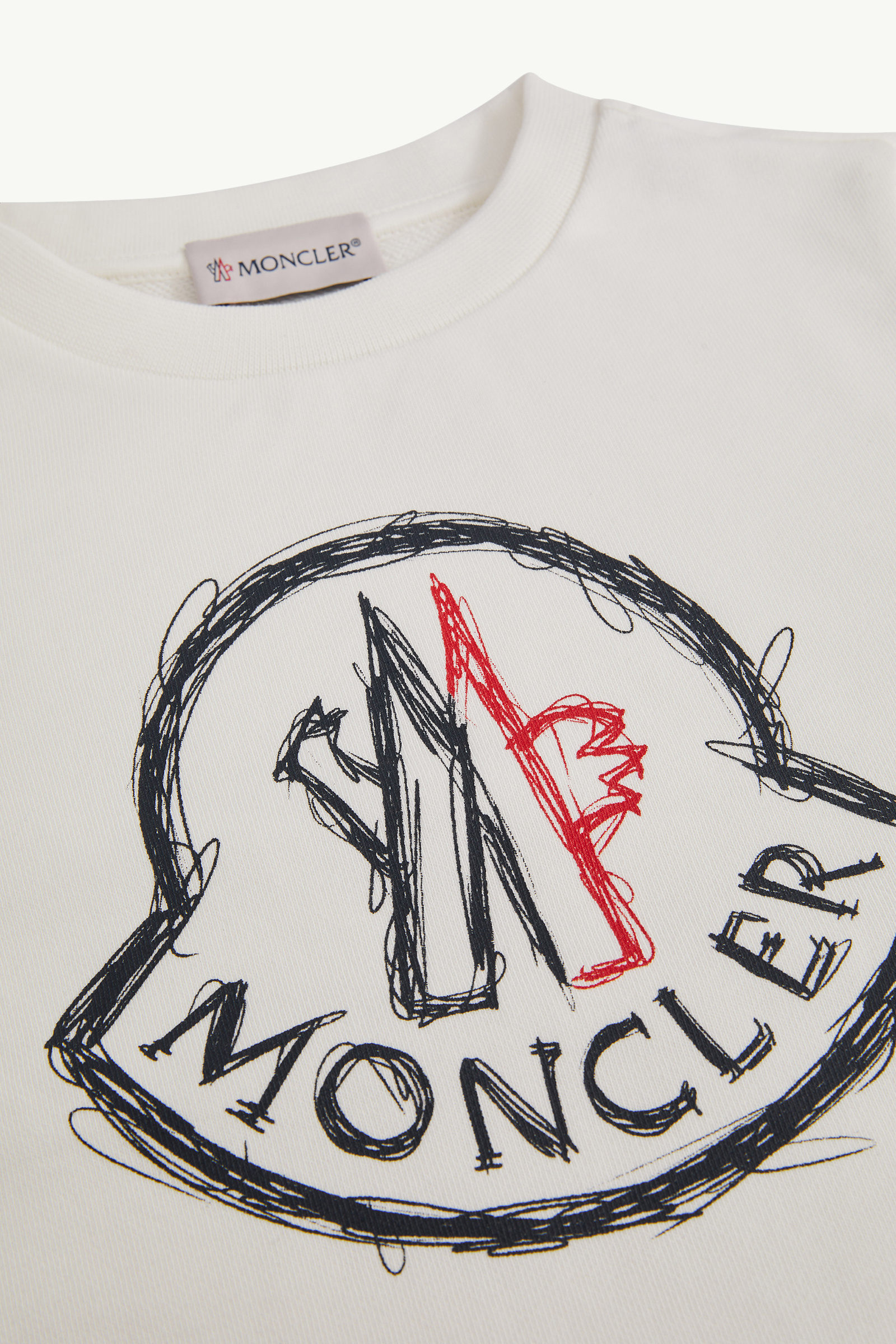 Scribble Logo Cotton Sweatshirt Boy White Moncler 3