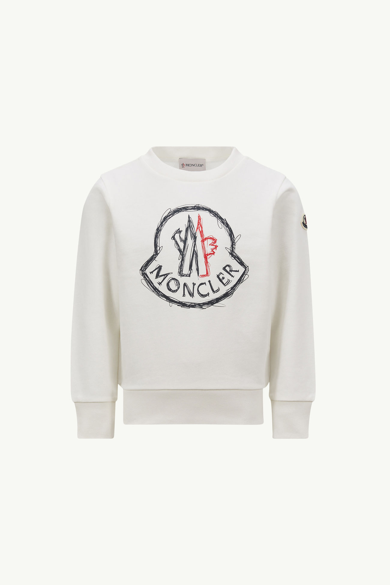 Scribble Logo Cotton Sweatshirt Boy White Moncler 0
