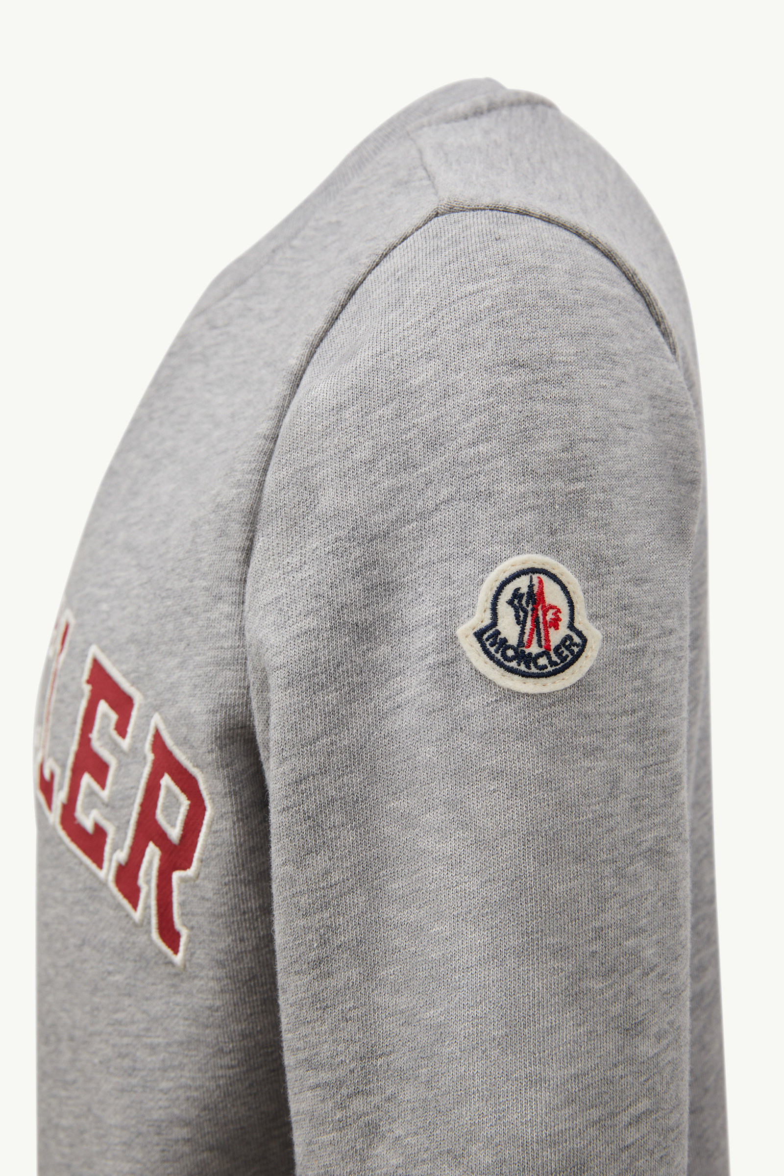 Embroidered Logo Cotton Sweatshirt Boy Gray Moncler 3