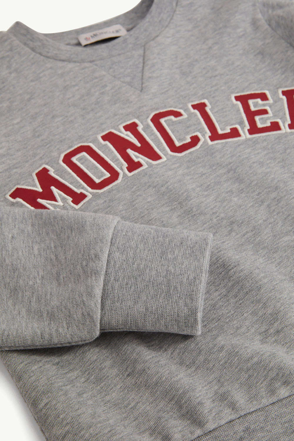 Embroidered Logo Cotton Sweatshirt Boy Gray Moncler 4