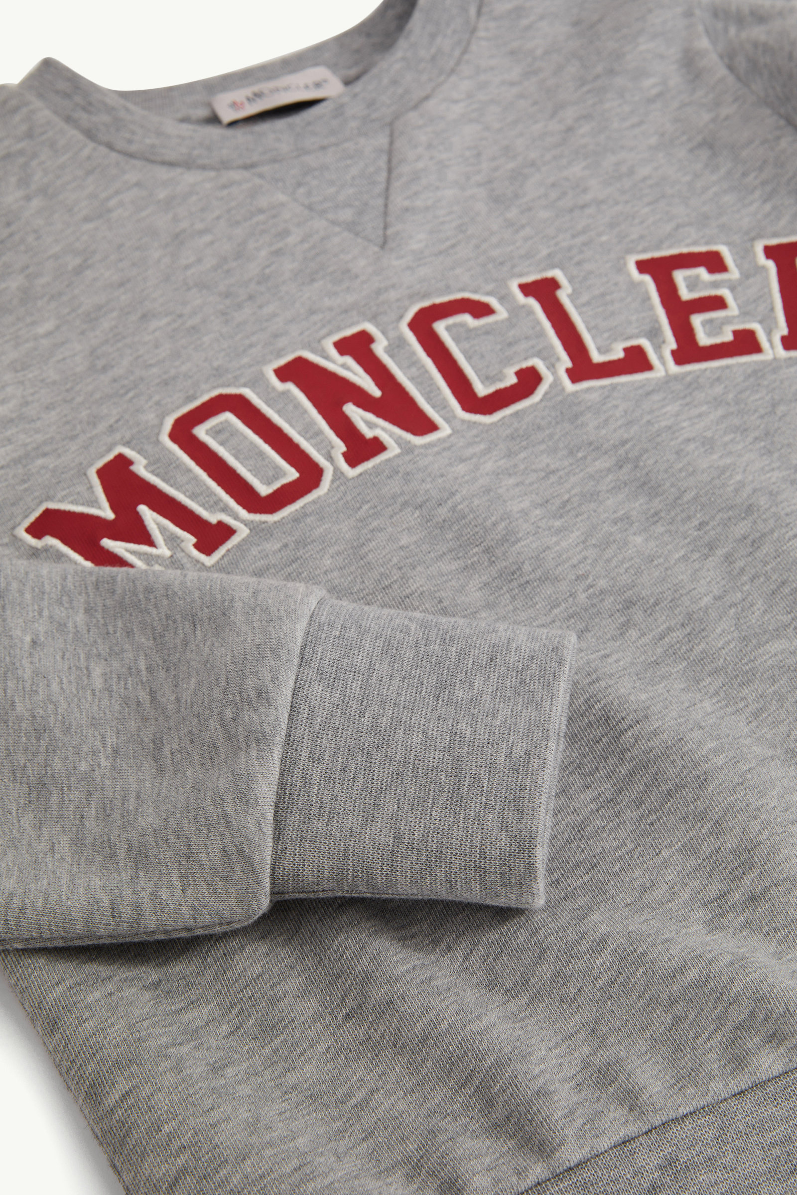 Embroidered Logo Cotton Sweatshirt Boy Gray Moncler 4