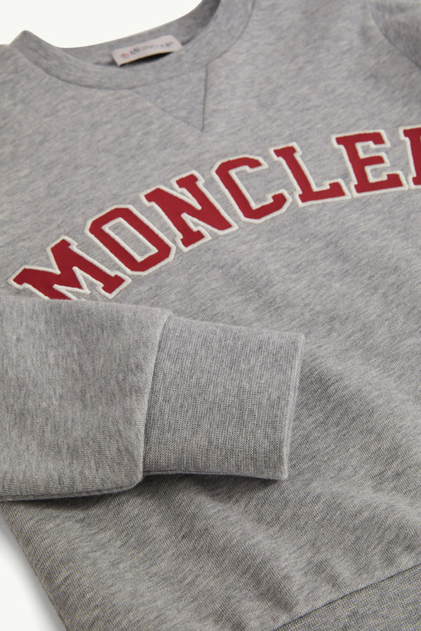 Sudadera de algodón con logotipo bordado Niño Gris Moncler 4