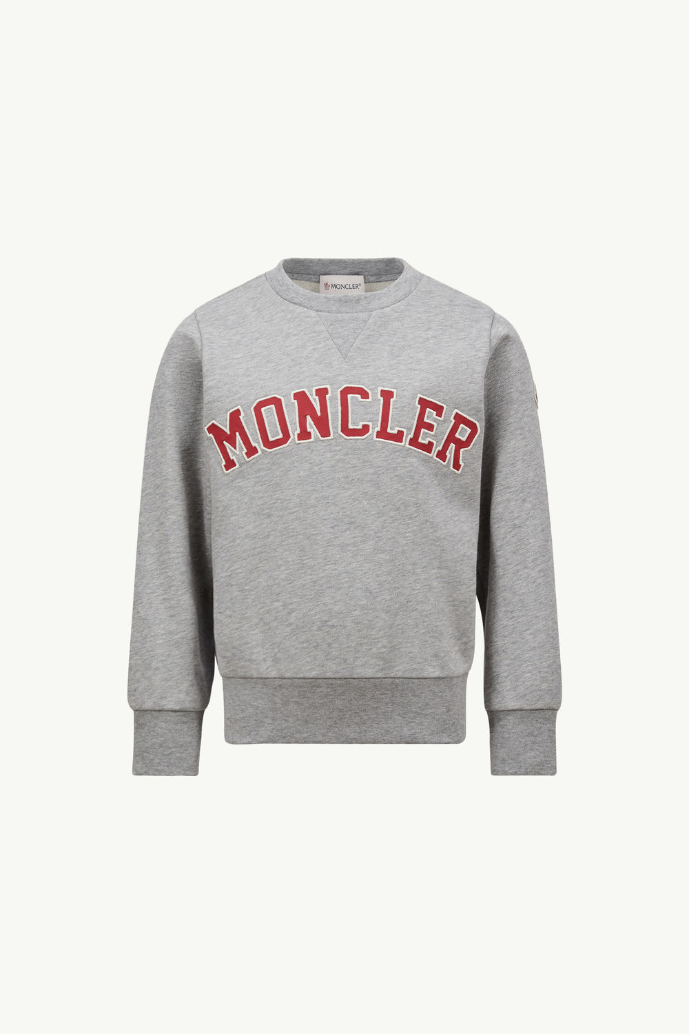 Embroidered Logo Cotton Sweatshirt Boy Gray Moncler 0