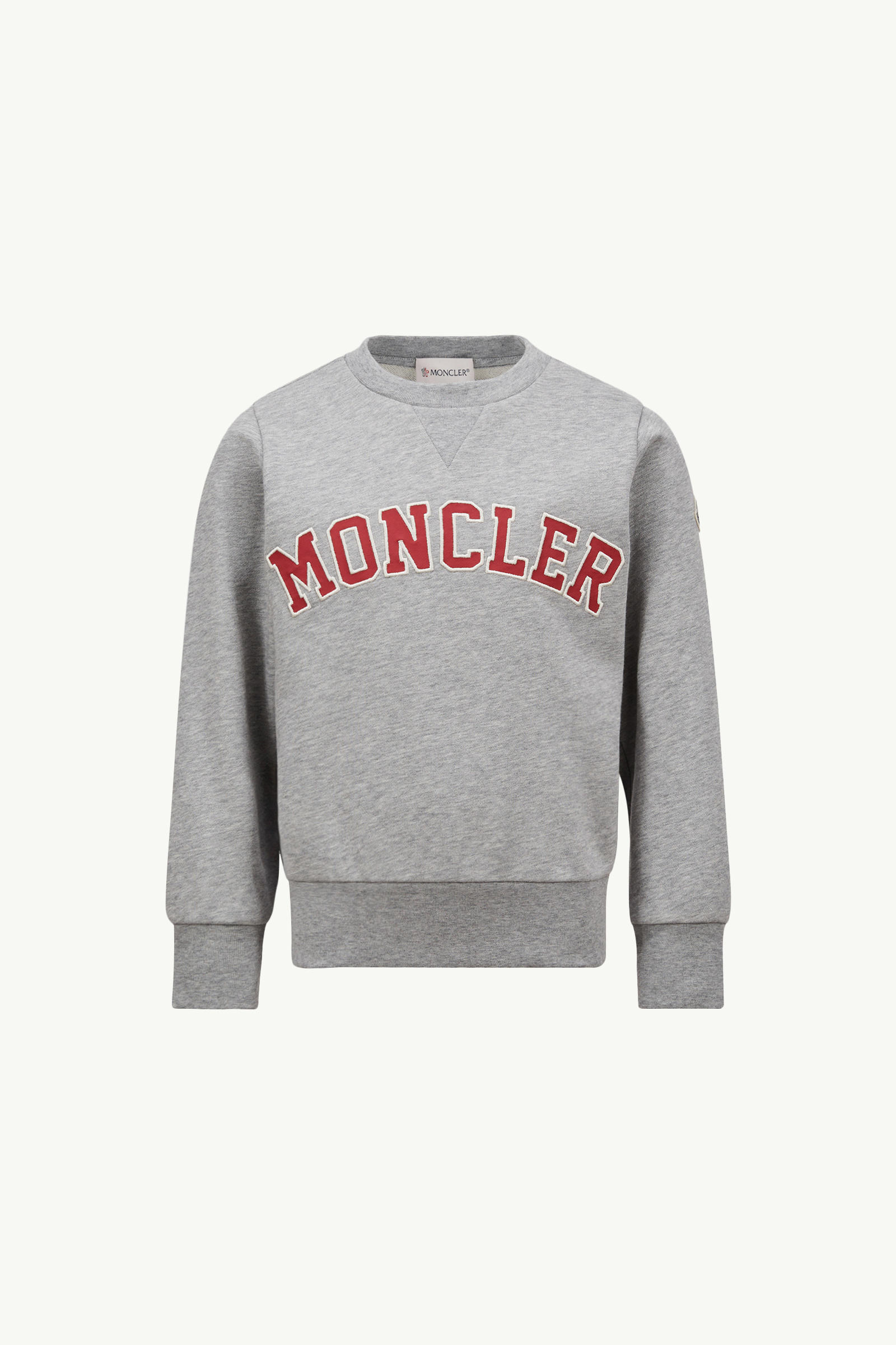 Embroidered Logo Cotton Sweatshirt Boy Gray Moncler 0