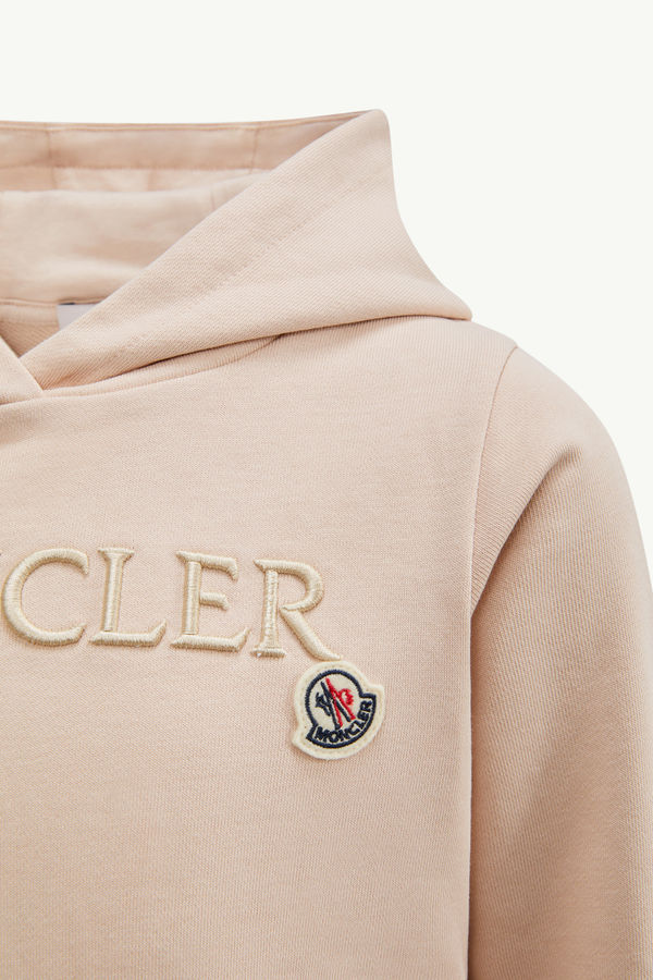 Embroidered Tonal Logo Cotton Hoodie Girl Light Pink Moncler 2