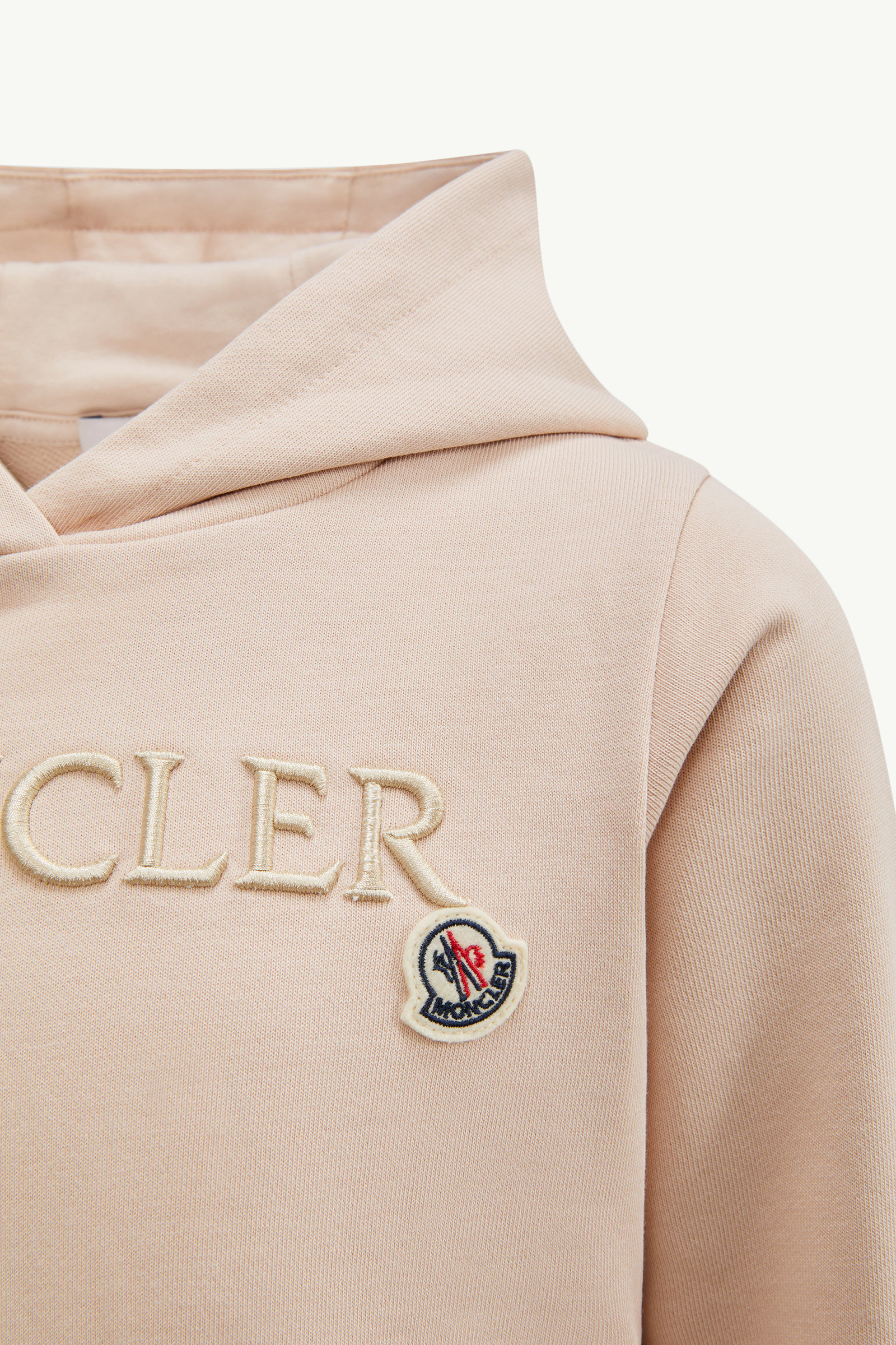 Embroidered Tonal Logo Cotton Hoodie Girl Light Pink Moncler 2