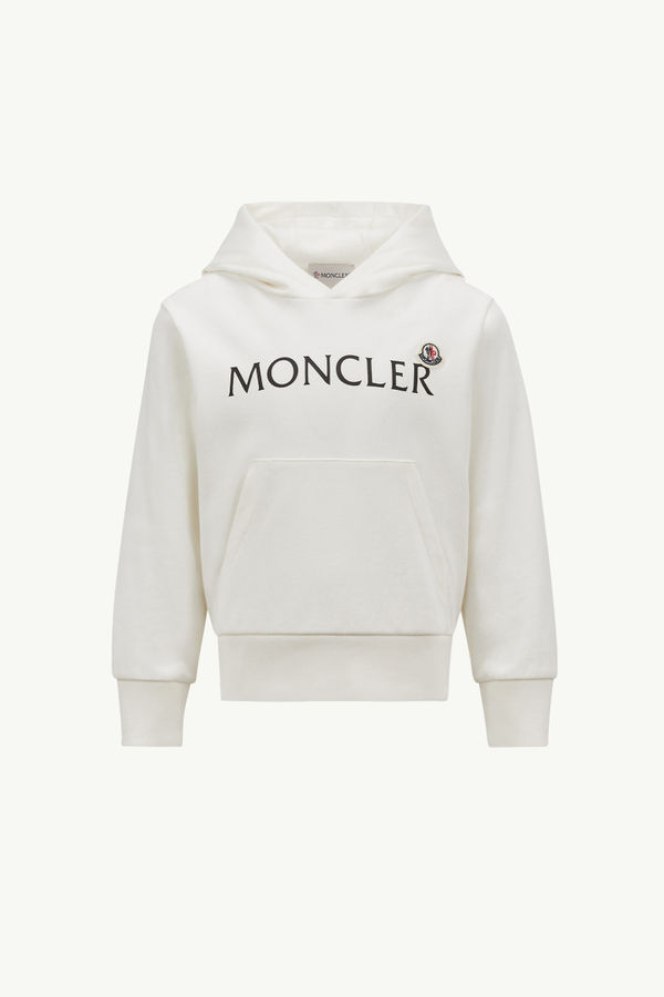 Logo Cotton Hoodie Boy White Moncler 0