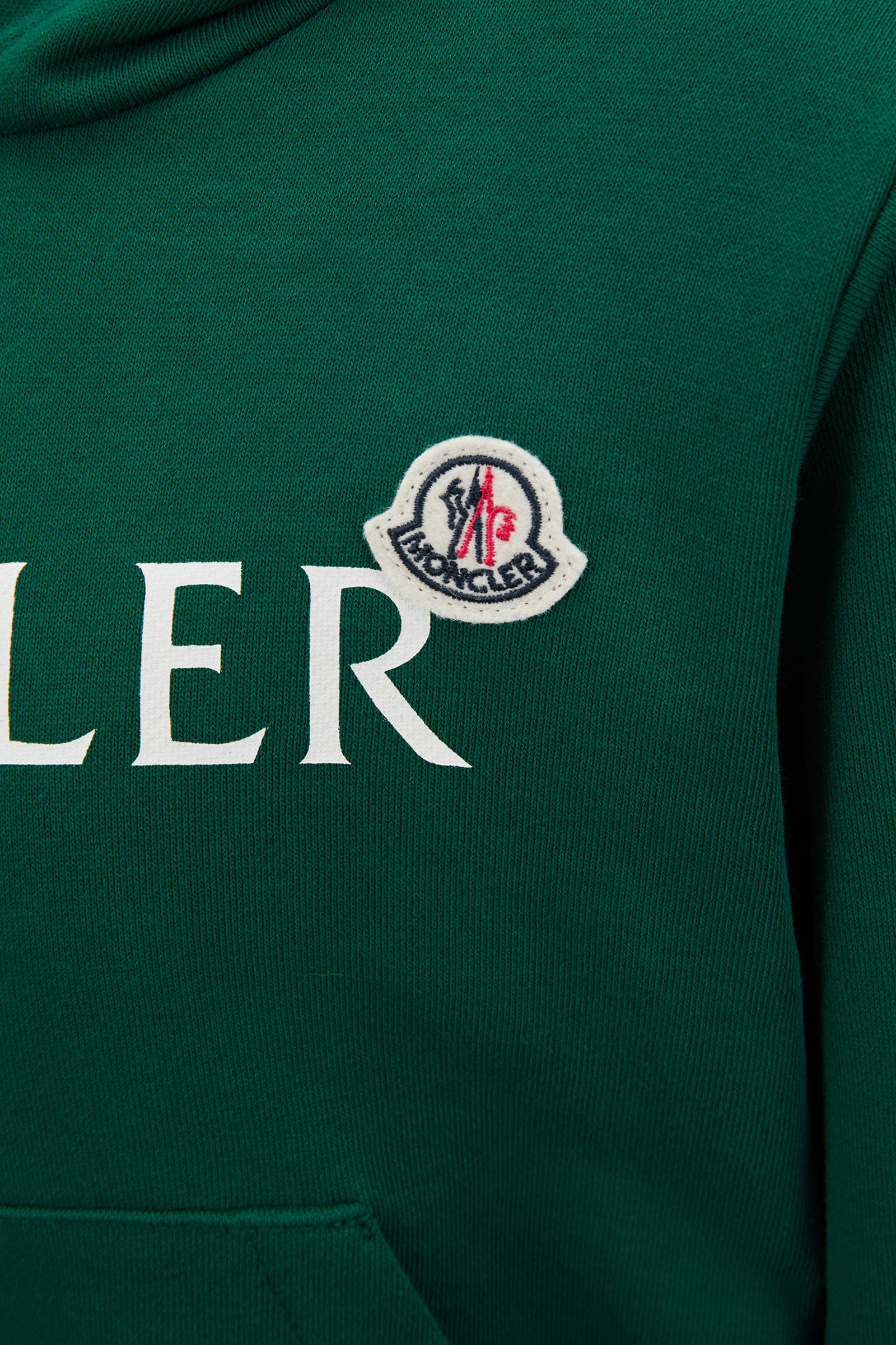 Logo Cotton Hoodie Boy Emerald Green Moncler 5