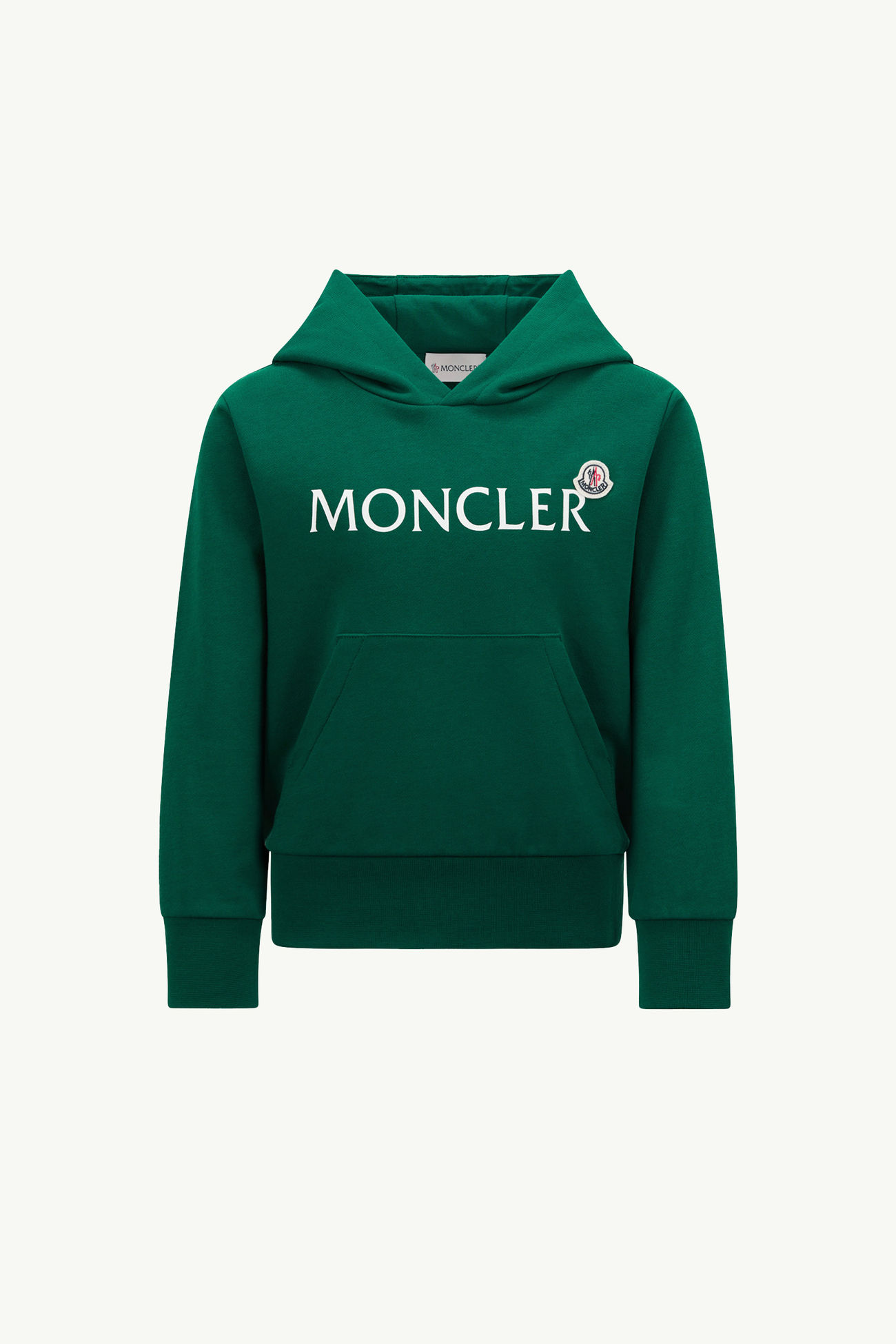 Logo Cotton Hoodie Boy Emerald Green Moncler 0