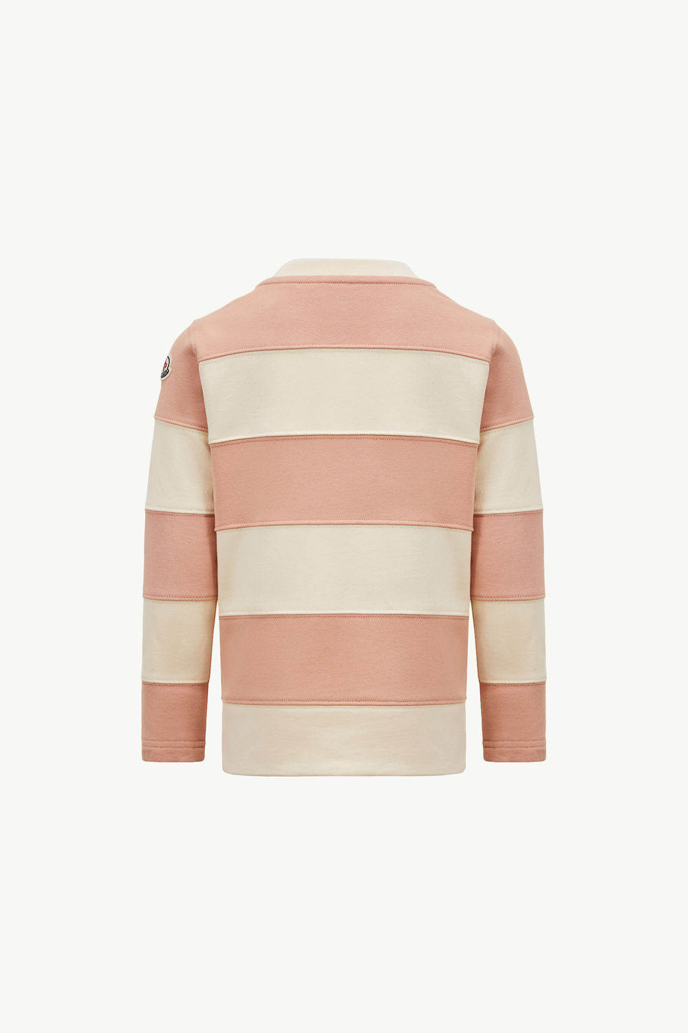 Rhinestones Logo Striped Cotton Sweatshirt Girl White & Pink Moncler 2
