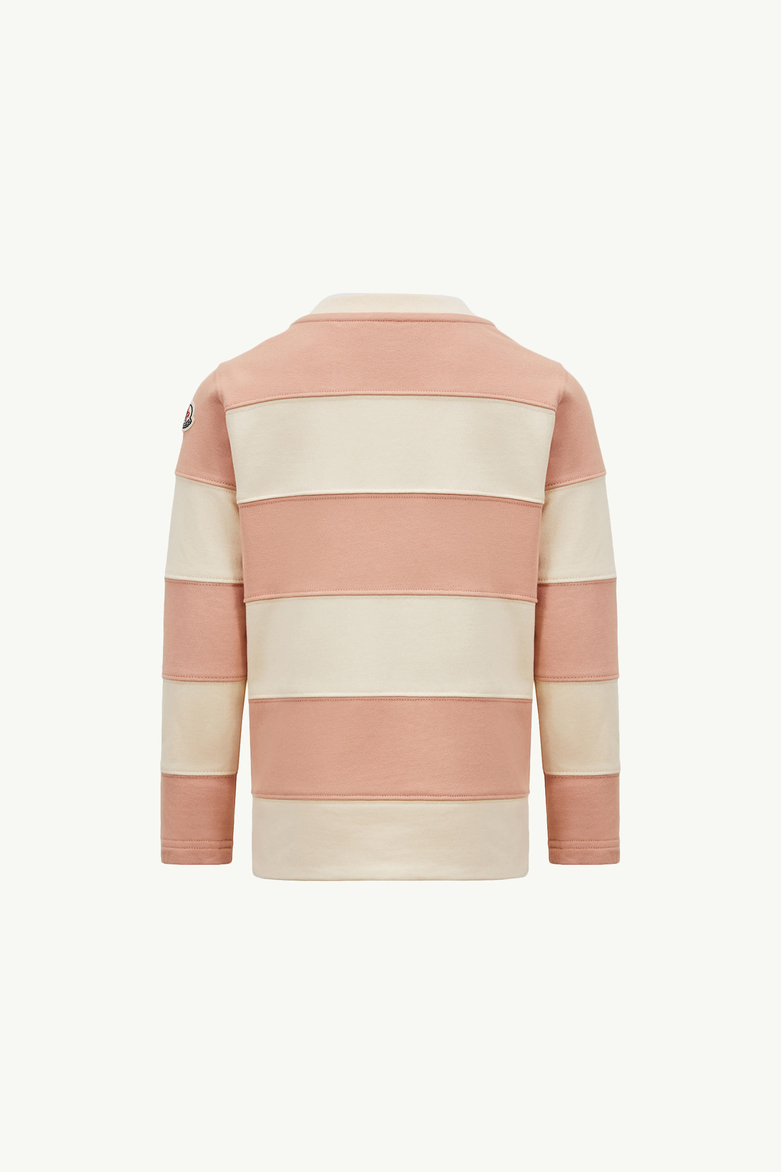 Rhinestones Logo Striped Cotton Sweatshirt Girl White & Pink Moncler 2