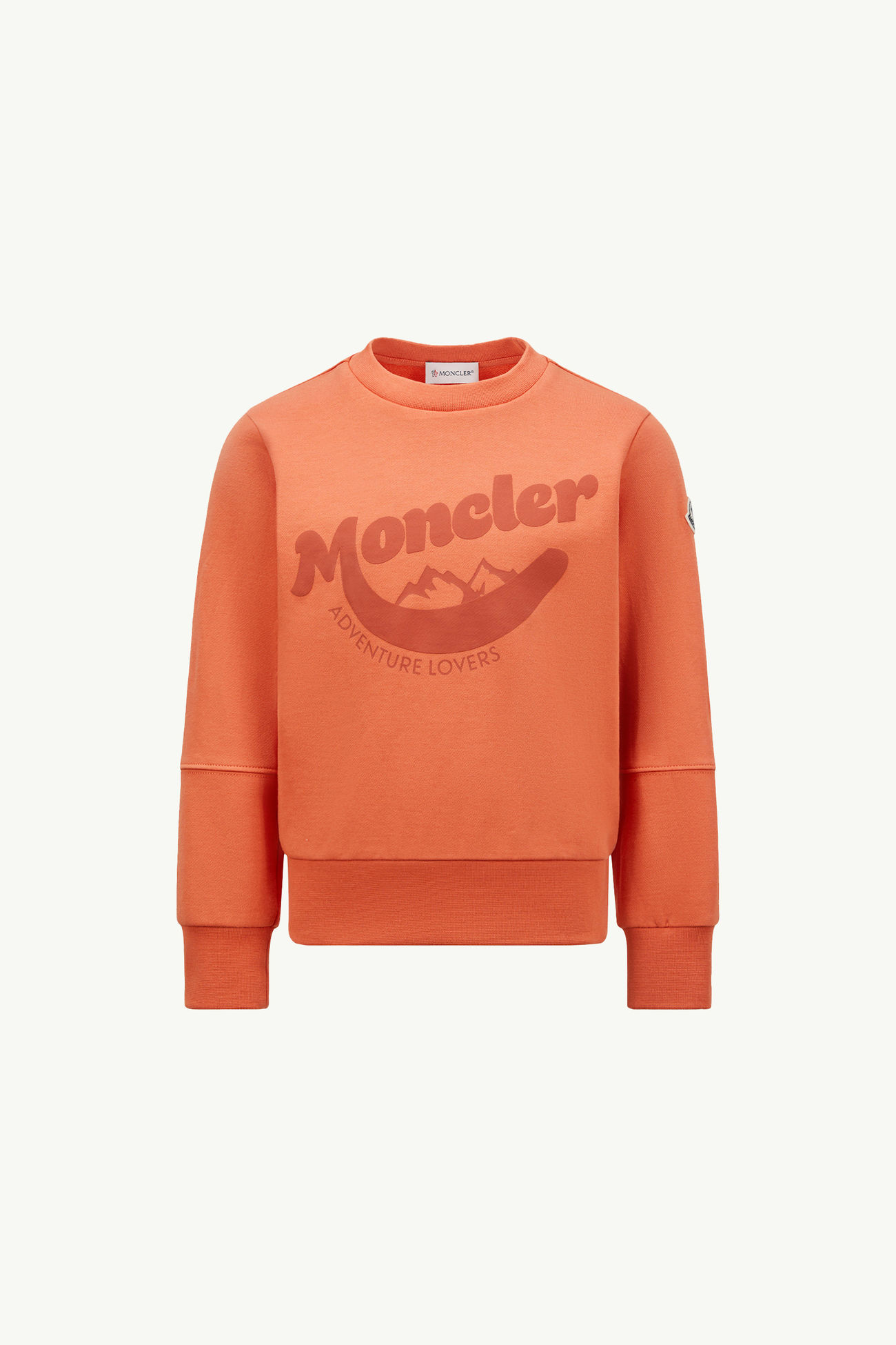 Mountain Logo Cotton Sweatshirt Boy Orange Moncler 0
