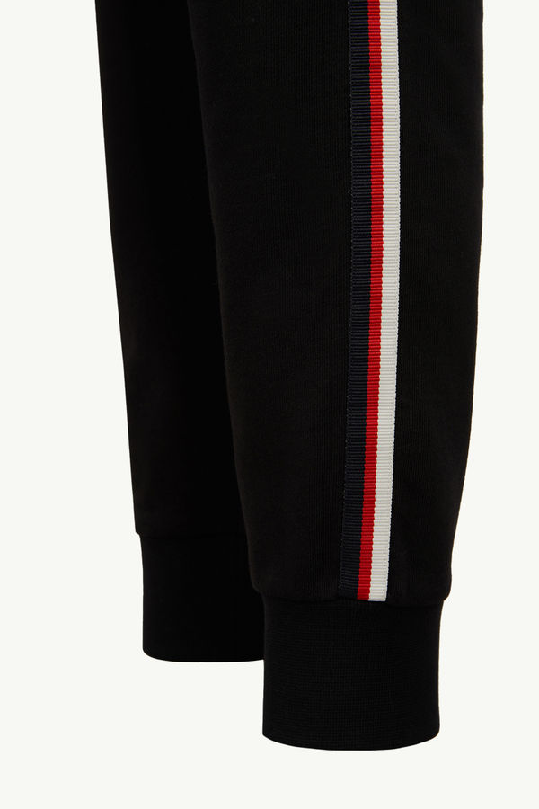 Tricolor-Trimmed Cotton Track Pants Boy Black Moncler 2