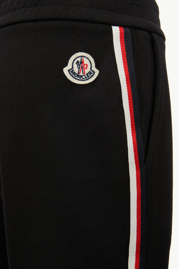 Jogginghose aus Baumwolle mit dreifarbigem Besatz Jungen Schwarz Moncler 3