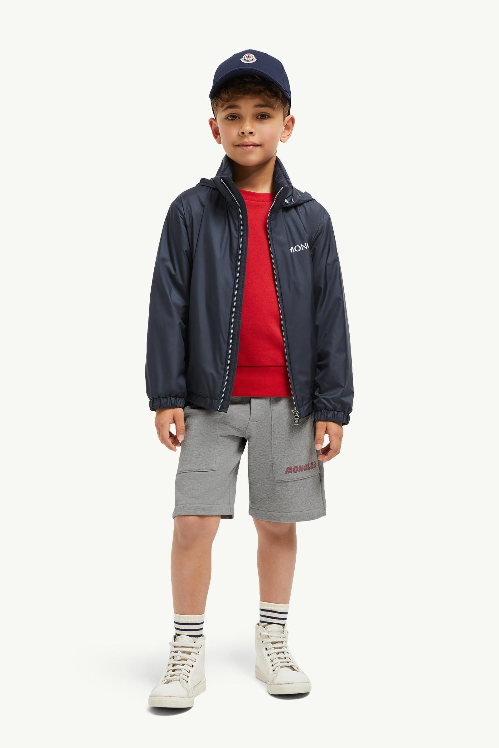 Optical Logo Cotton Shorts Boy Gray Moncler 1