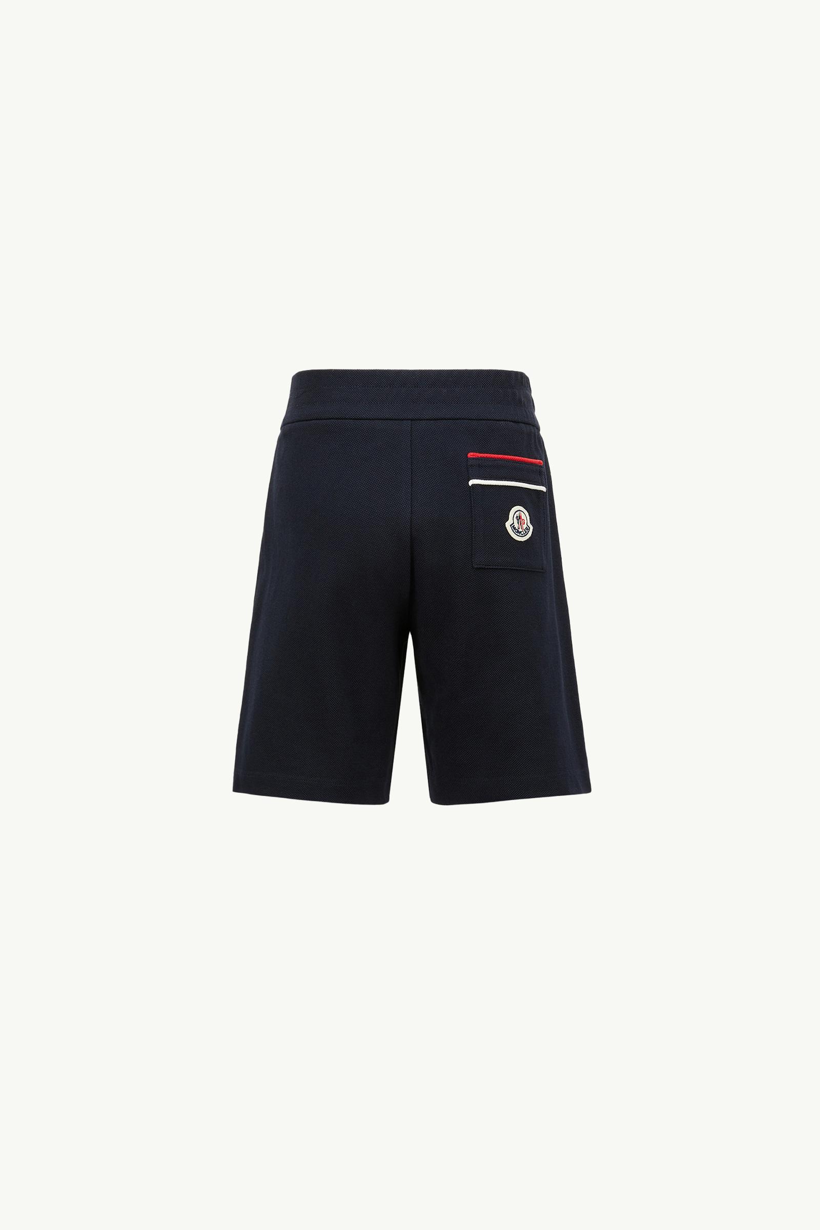 Tricolour-Trimmed Cotton Piquet Shorts Boy Navy Blue Moncler 1